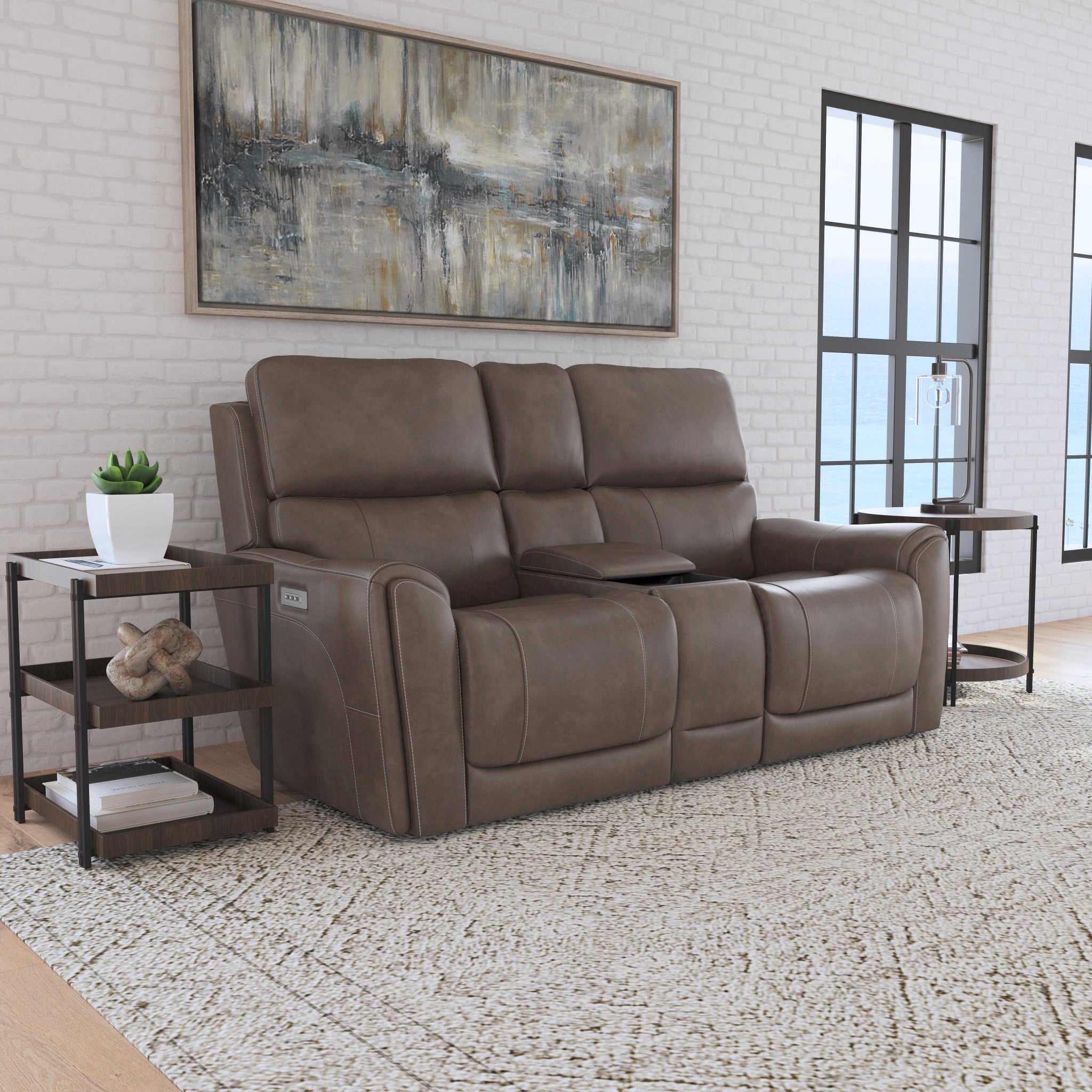 Carter Fabric Power Reclining Loveseat with Console & Power Headrests & Lumbar