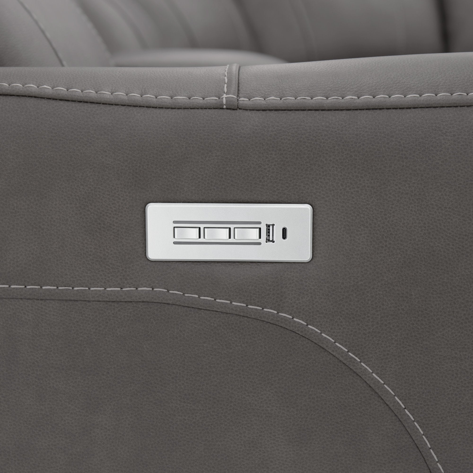 Carter Smoke Fabric Power Reclining Sectional with Power Headrests & Lumbar