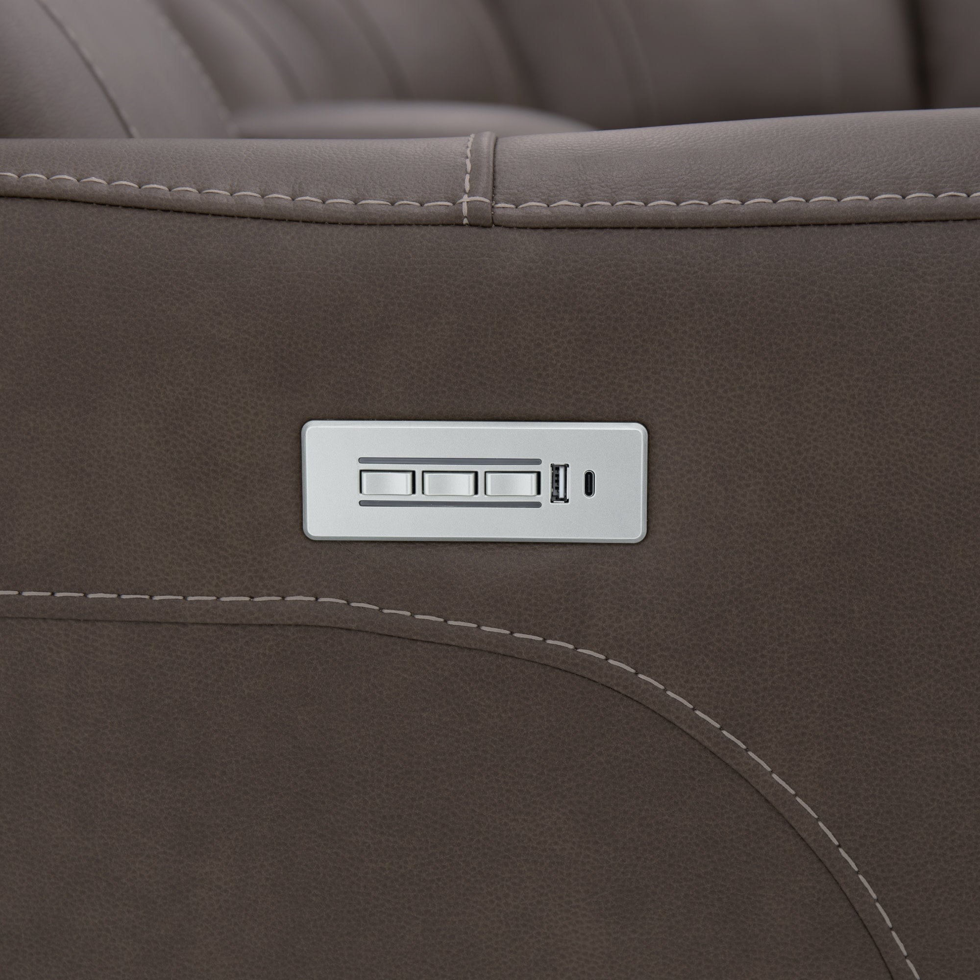 Carter Cappuccino Fabric Power Reclining Sectional with Power Headrests & Lumbar