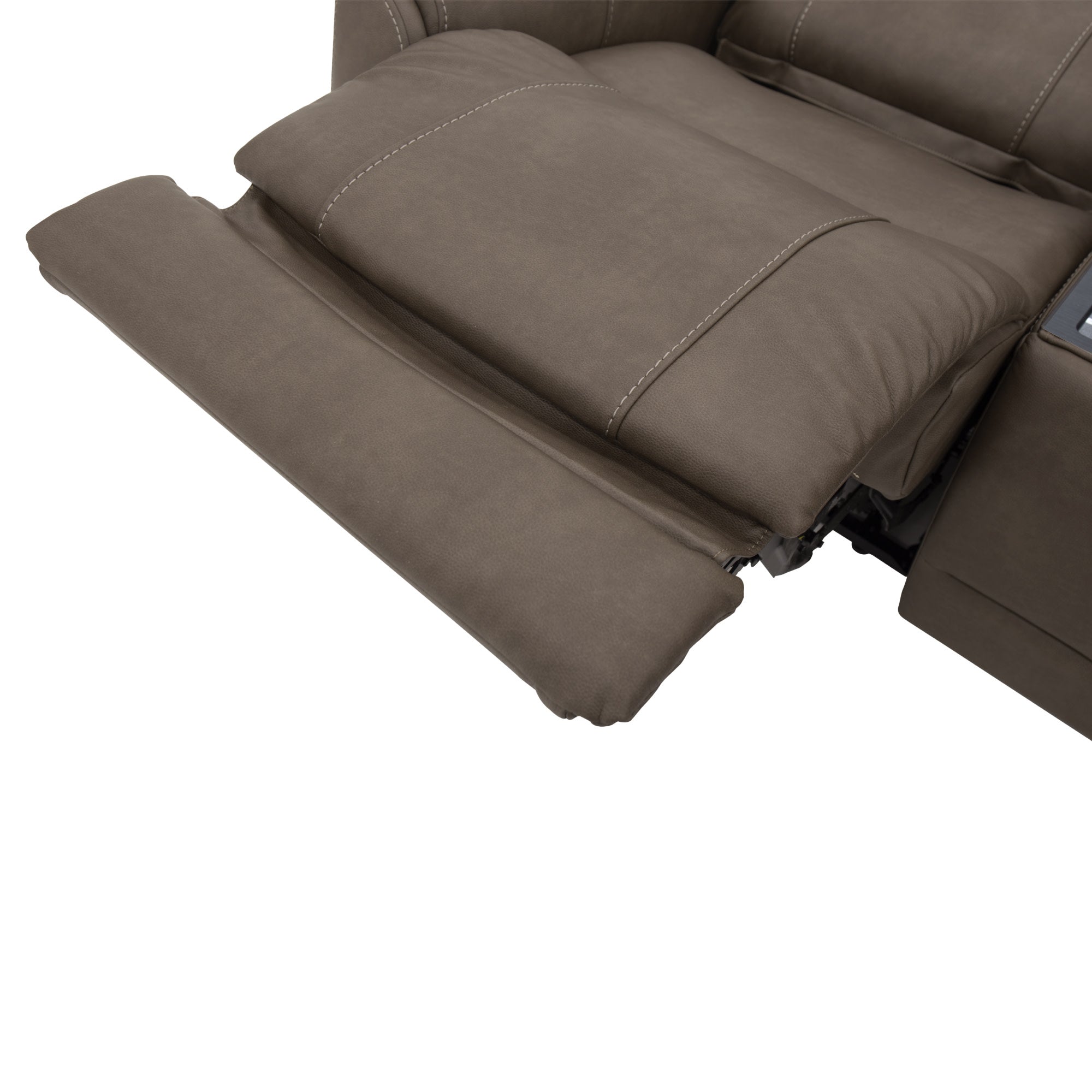Carter Cappuccino Fabric Power Reclining Sectional with Power Headrests & Lumbar