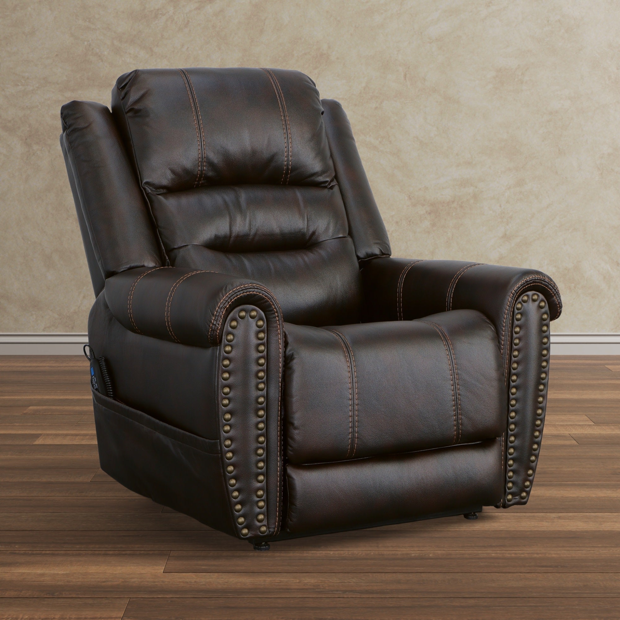 Oscar Molasses Fabric Power Lift Recliner with Right-Hand Control