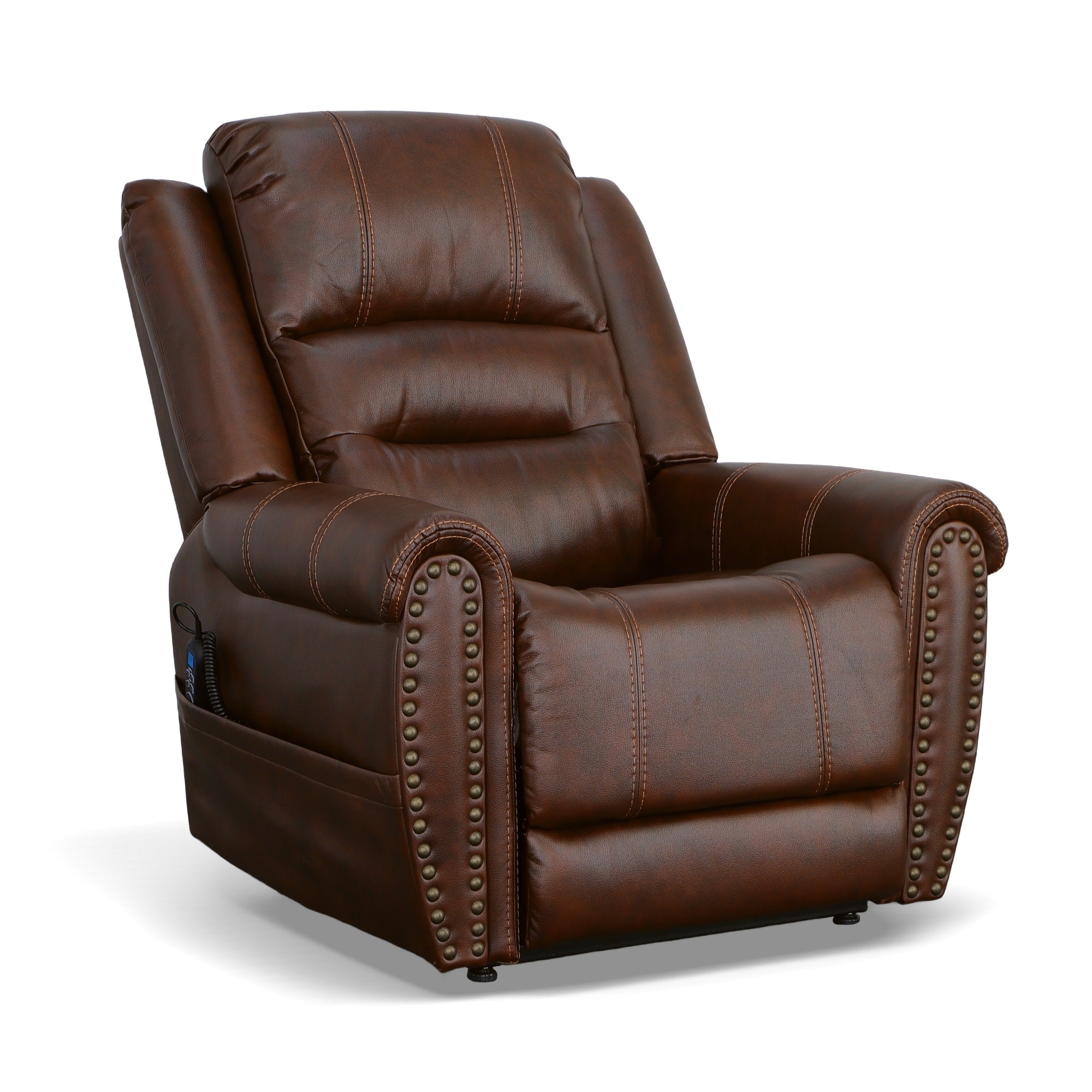 Oscar Pumpernickel Fabric Power Lift Recliner with Right-Hand