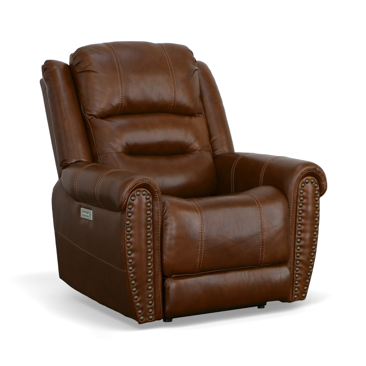 Oscar Grizzly Leather Power Recliner with Power Headrest & Lumbar