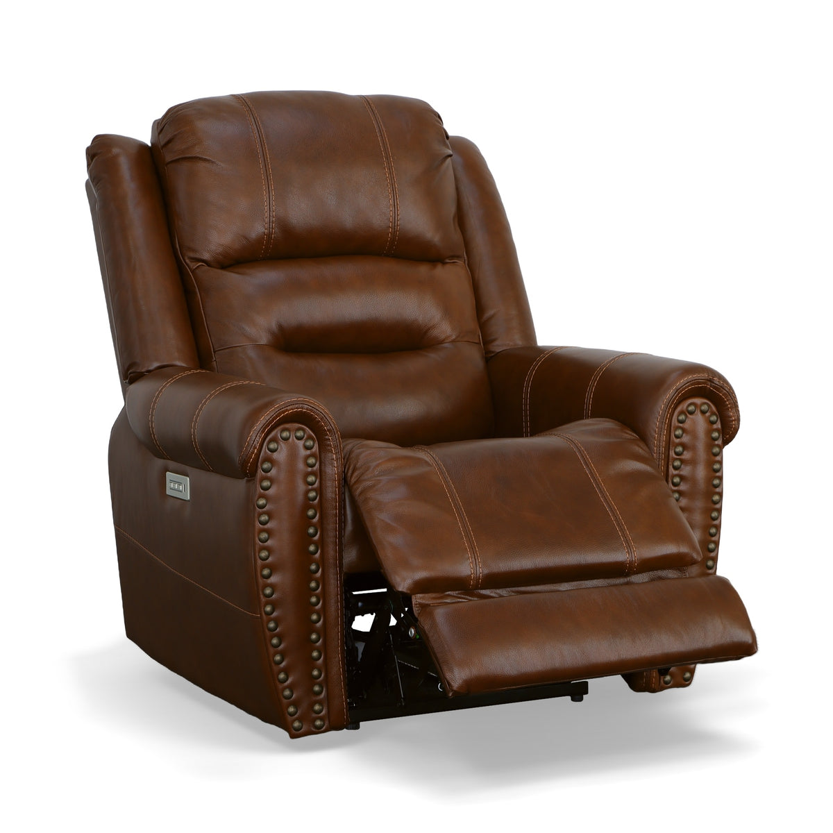 Oscar Grizzly Leather Power Recliner with Power Headrest & Lumbar