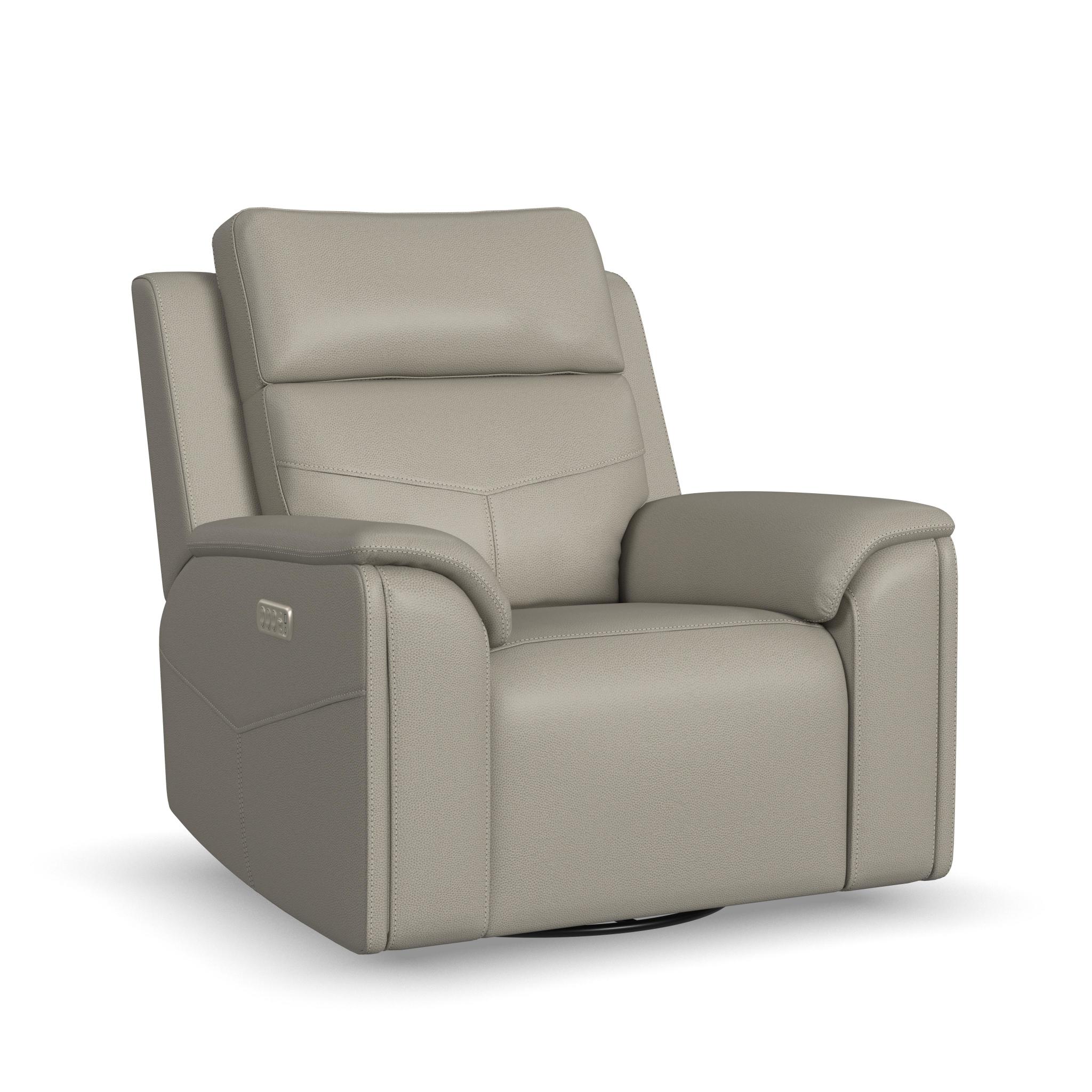 Vernon Fabric Power Swivel Gliding Recliner with Power Headrest, Lumbar, Heat & Massage