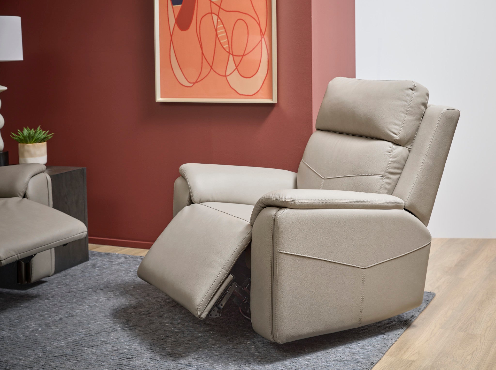 Vernon Fabric Power Swivel Gliding Recliner with Power Headrest, Lumbar, Heat & Massage