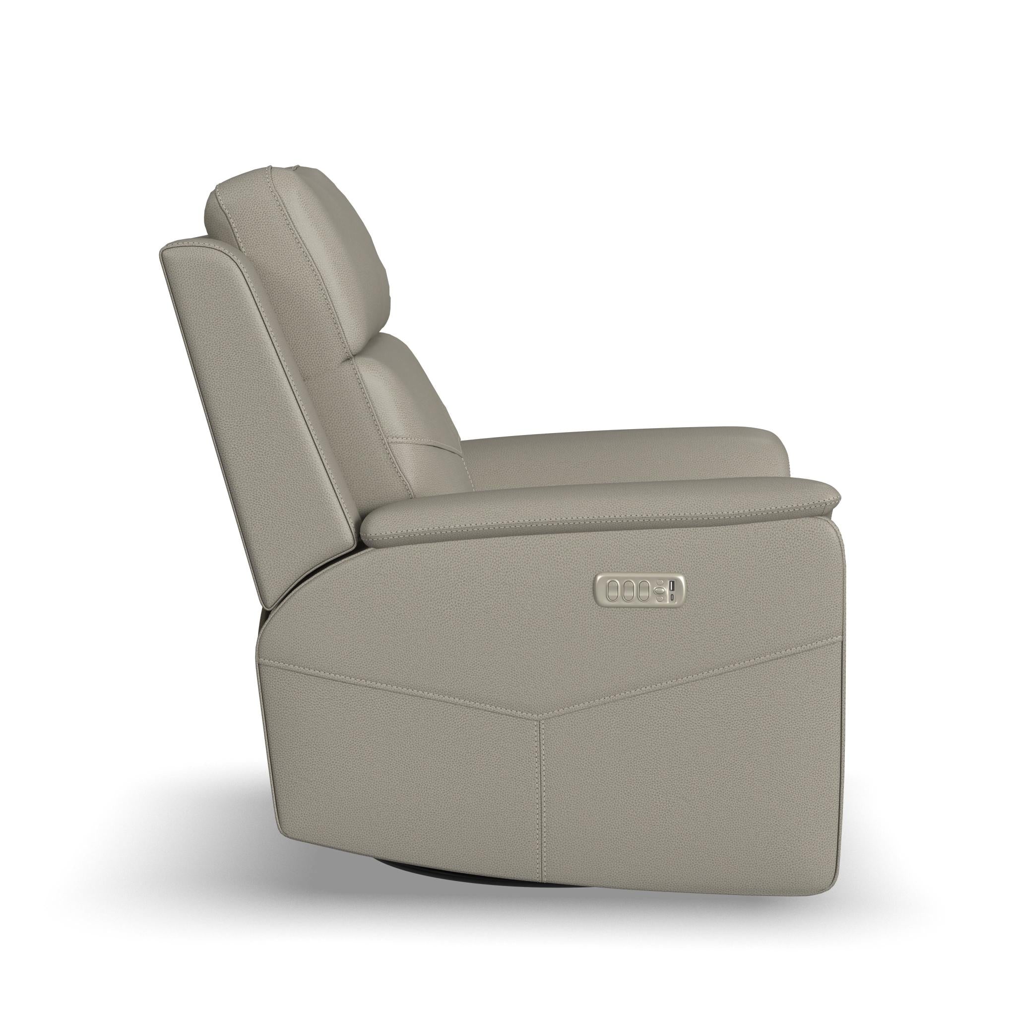 Vernon Fabric Power Swivel Gliding Recliner with Power Headrest, Lumbar, Heat & Massage