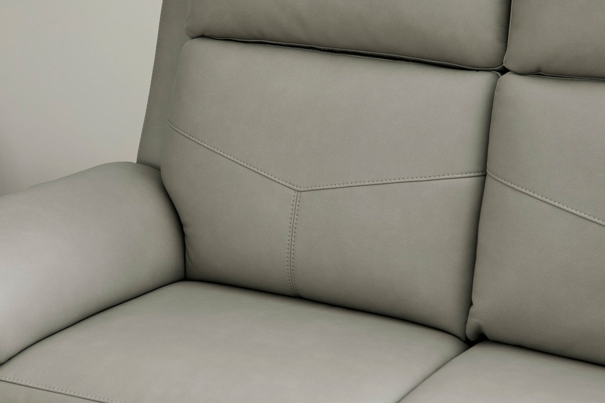Vernon Vinyl Power Reclining Sofa with Console, Power Headrest, Lumbar, Heat & Massage