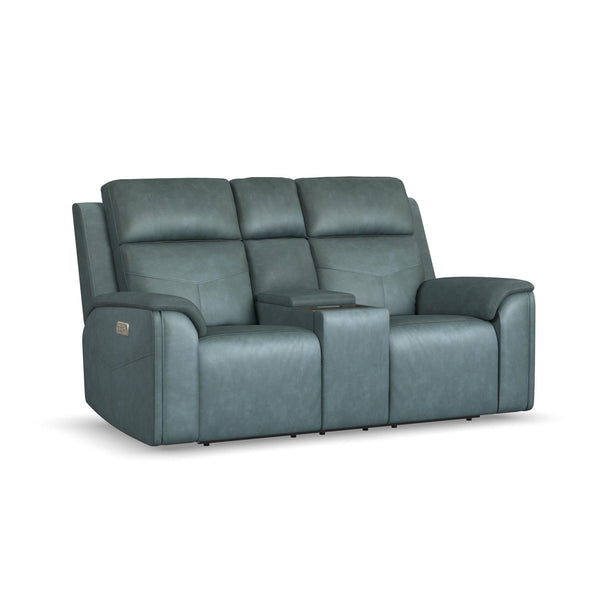 Vernon Fabric Power Reclining Loveseat with Console, Power Headrests, Lumbar, Heat & Massage