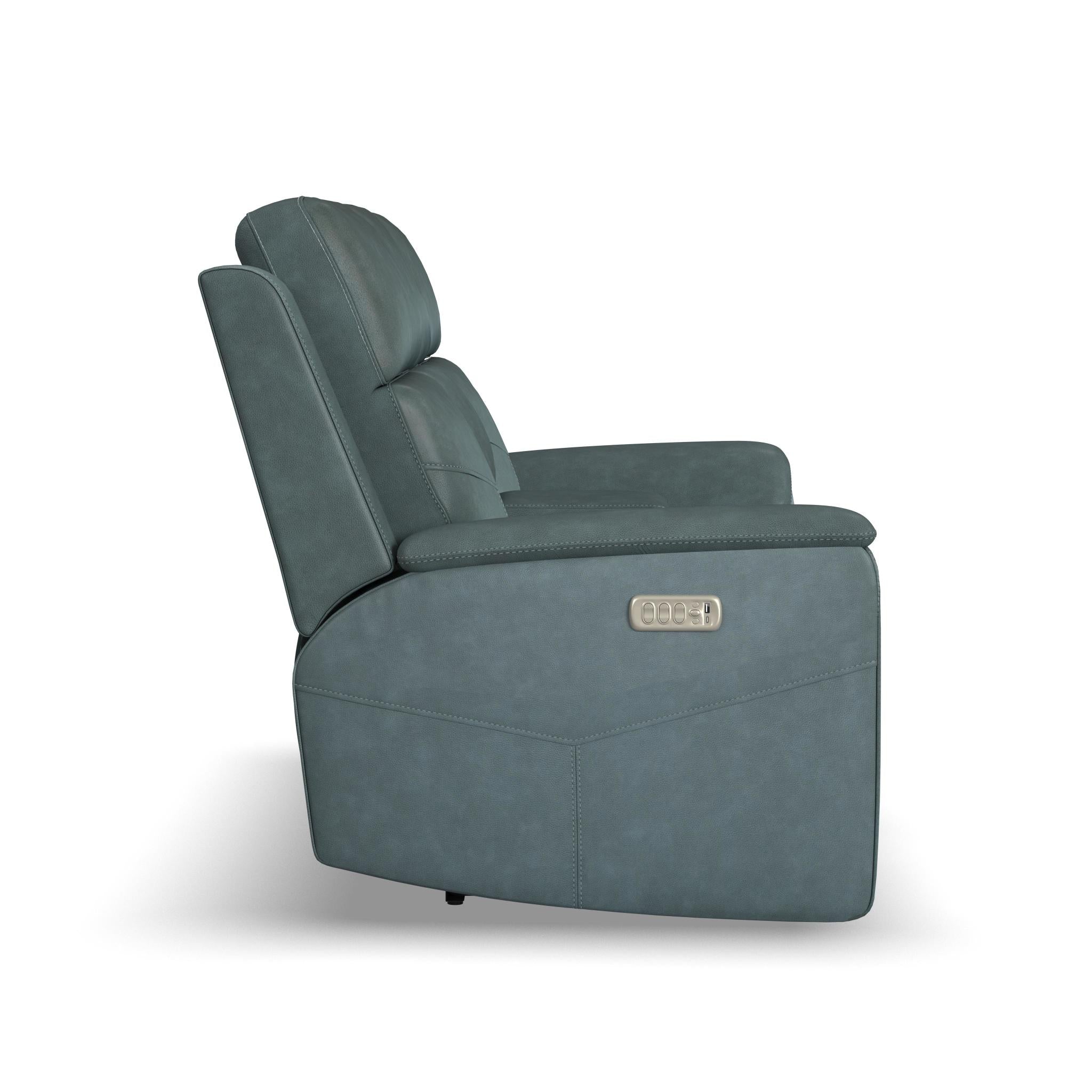 Vernon Fabric Power Reclining Loveseat with Console, Power Headrests, Lumbar, Heat & Massage