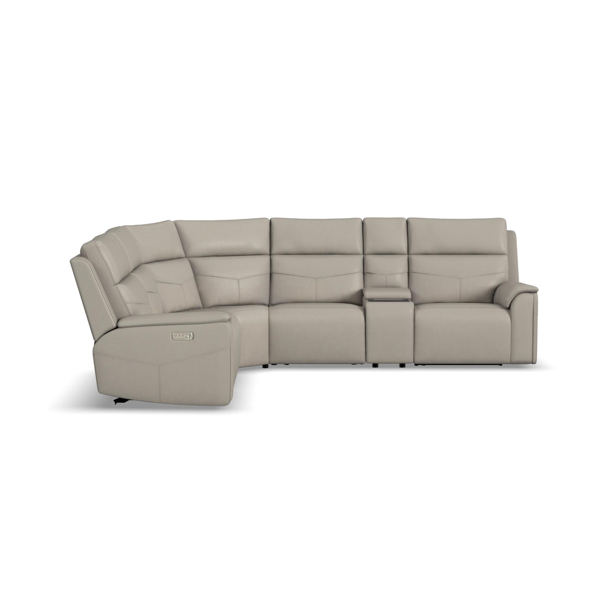 Dove Grey Fabric Power Reclining Sectional with Power Headrest, Lumbar, Heat, & Massage