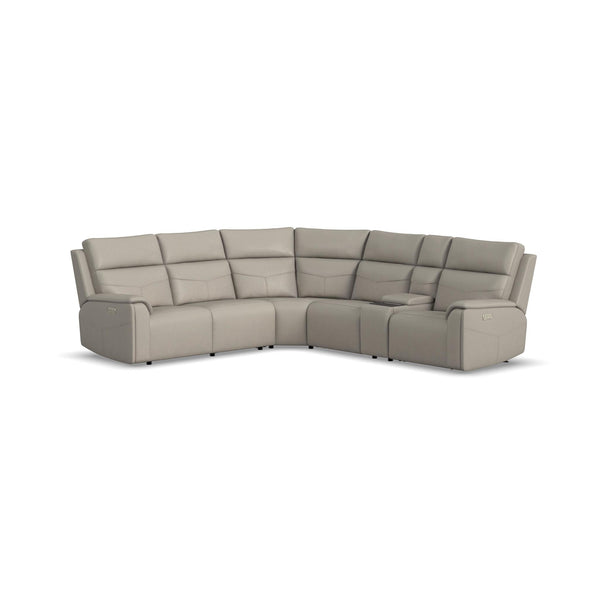 Vernon Fabric Power Reclining Sectional with Power Headrest, Lumbar, Heat, & Massage