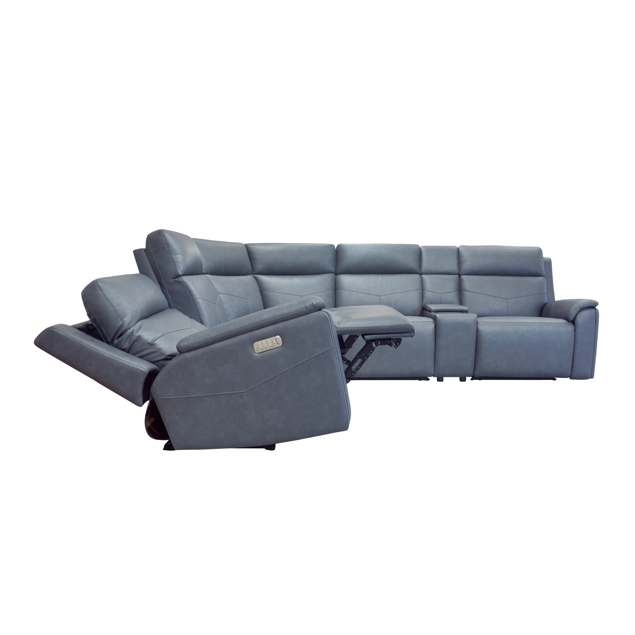 Vernon Fabric Power Reclining Sectional with Power Headrest, Lumbar, Heat, & Massage