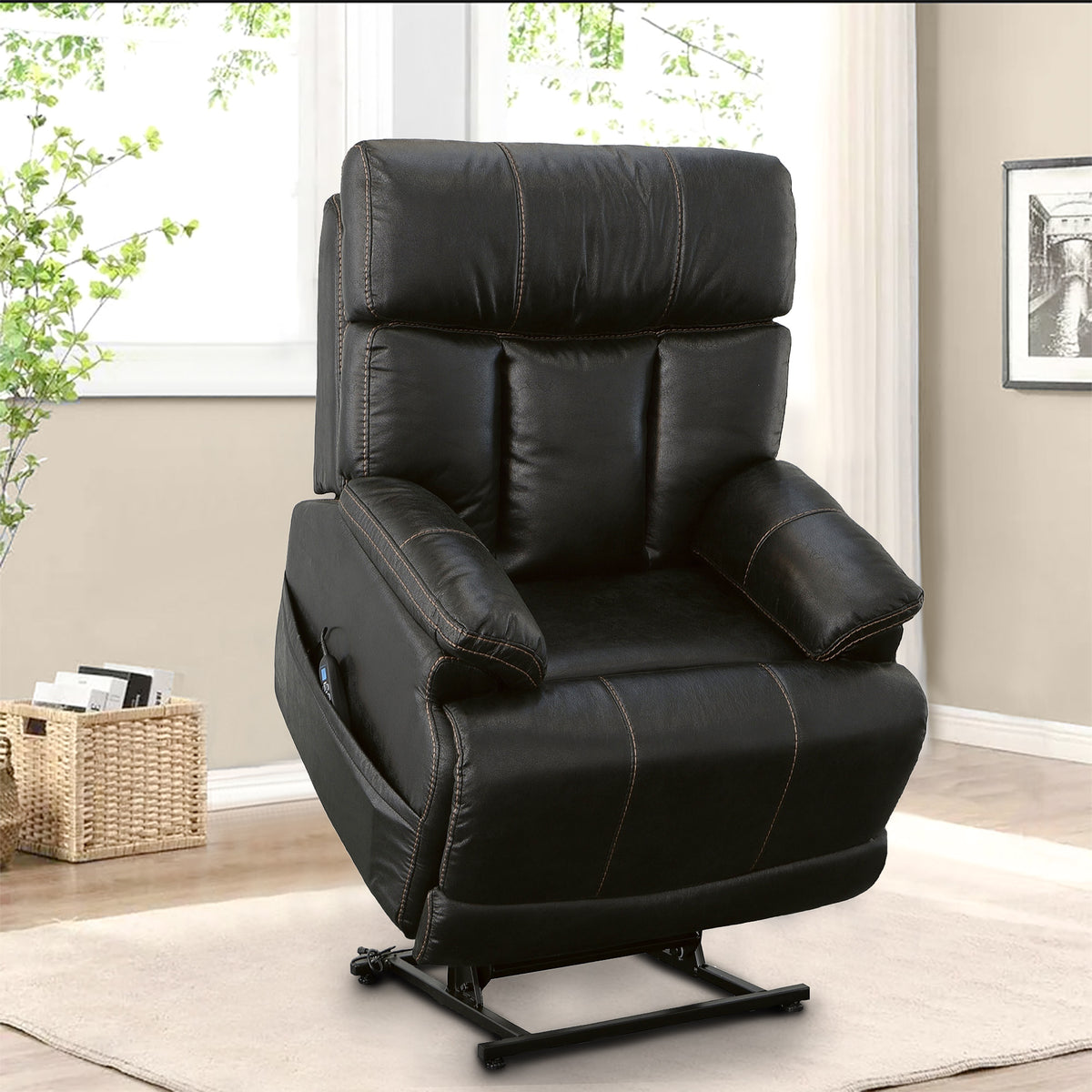 Clive Fabric Power Lift Recliner with Power Headrest & Lumbar