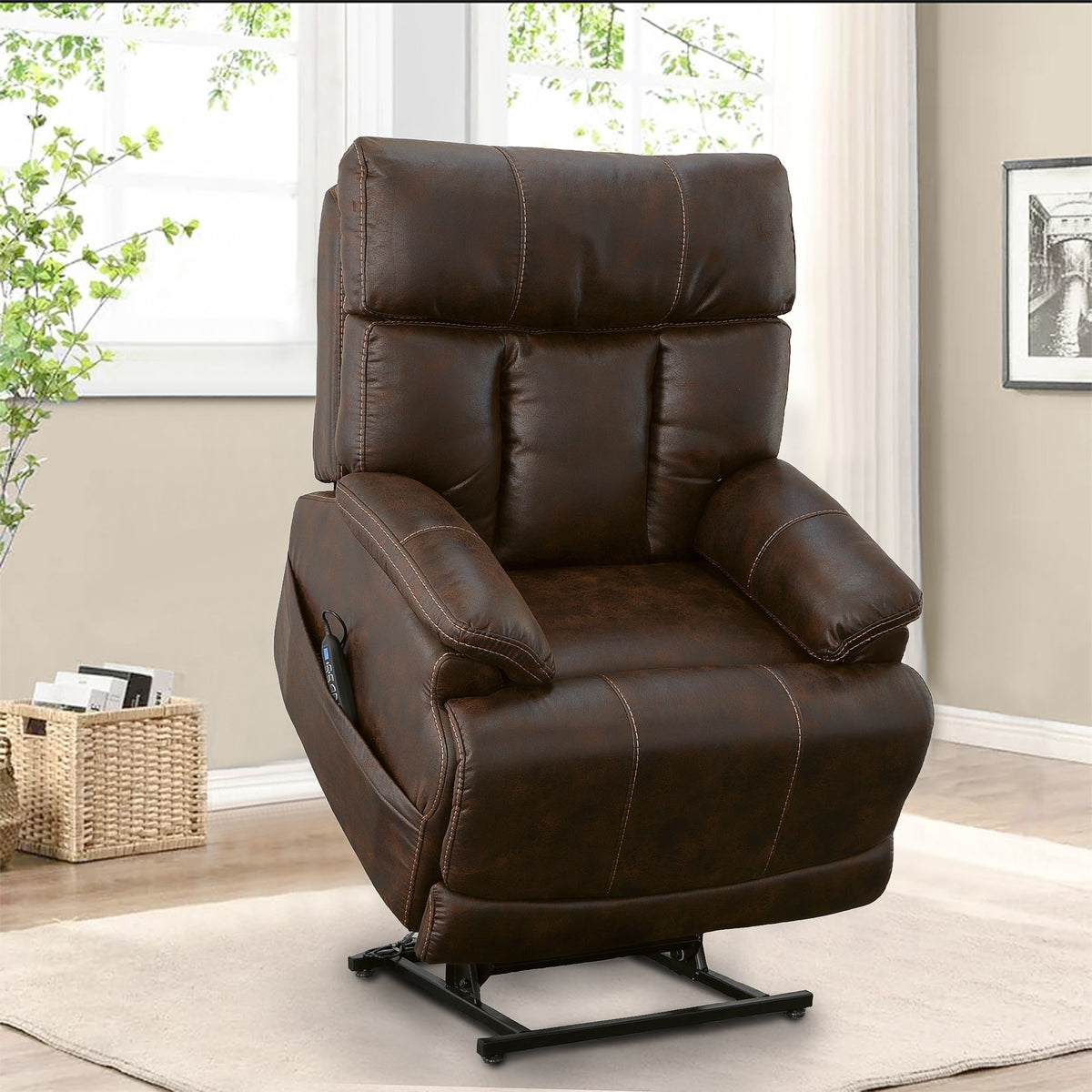 Clive Fabric Power Lift Recliner with Power Headrest & Lumbar