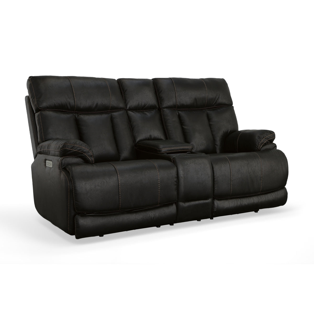 Clive Fabric Power Reclining Loveseat with Console, Power Headrests & Lumbar