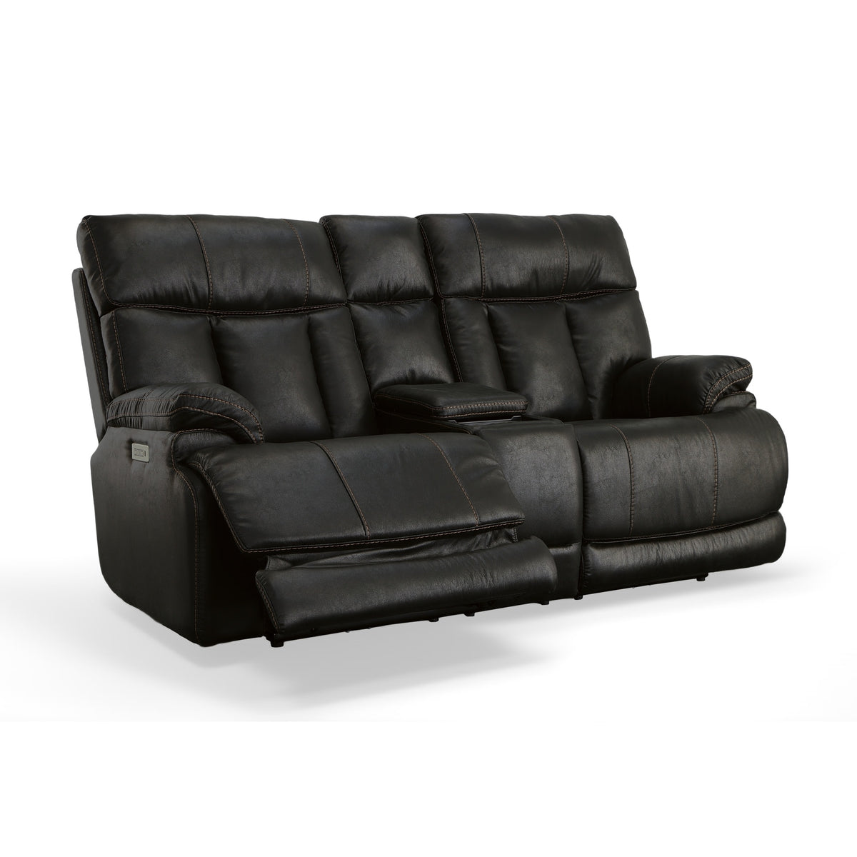 Clive Fabric Power Reclining Loveseat with Console, Power Headrests & Lumbar