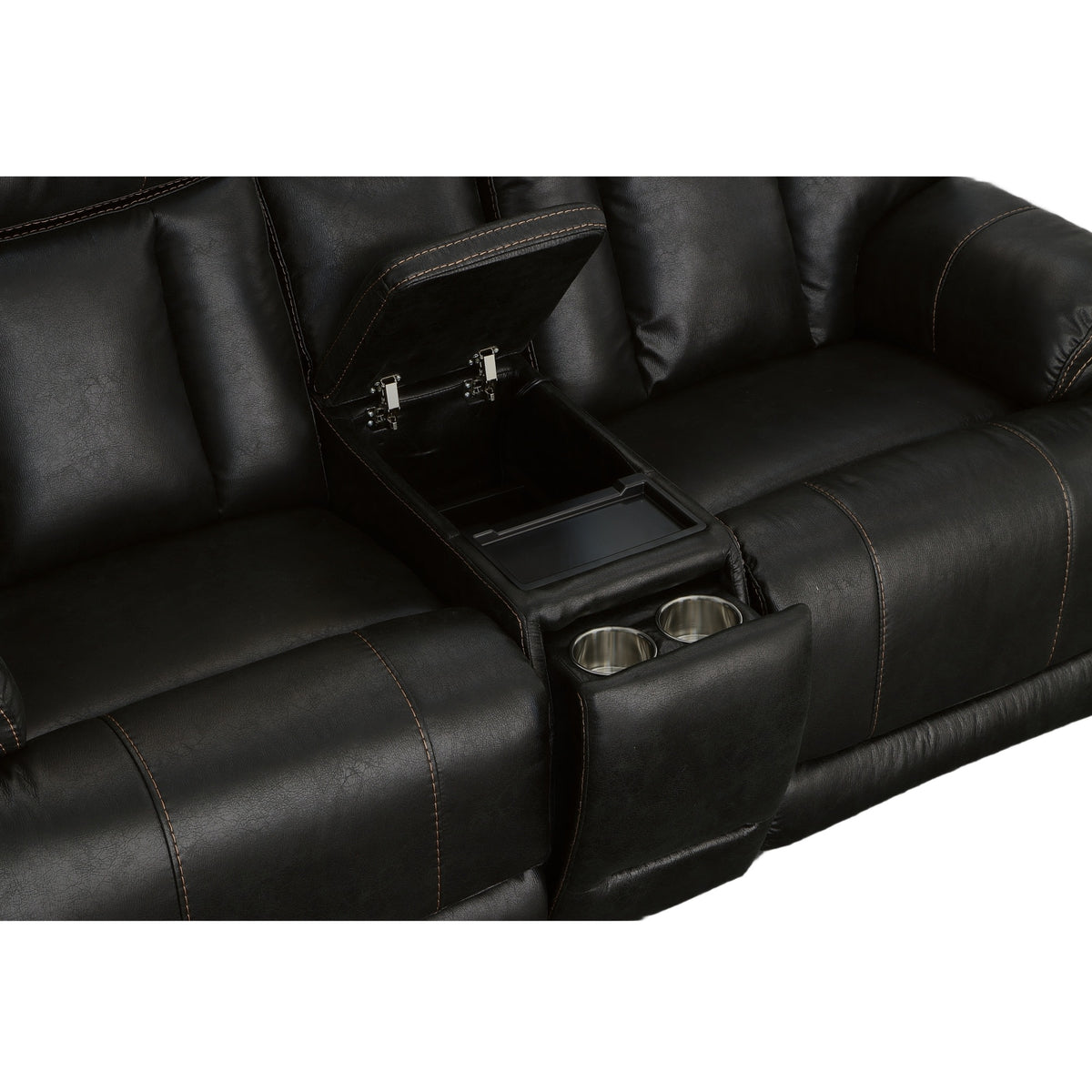 Clive Fabric Power Reclining Loveseat with Console, Power Headrests & Lumbar