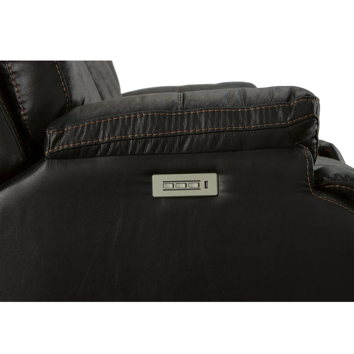 Clive Fabric Power Reclining Loveseat with Console, Power Headrests & Lumbar