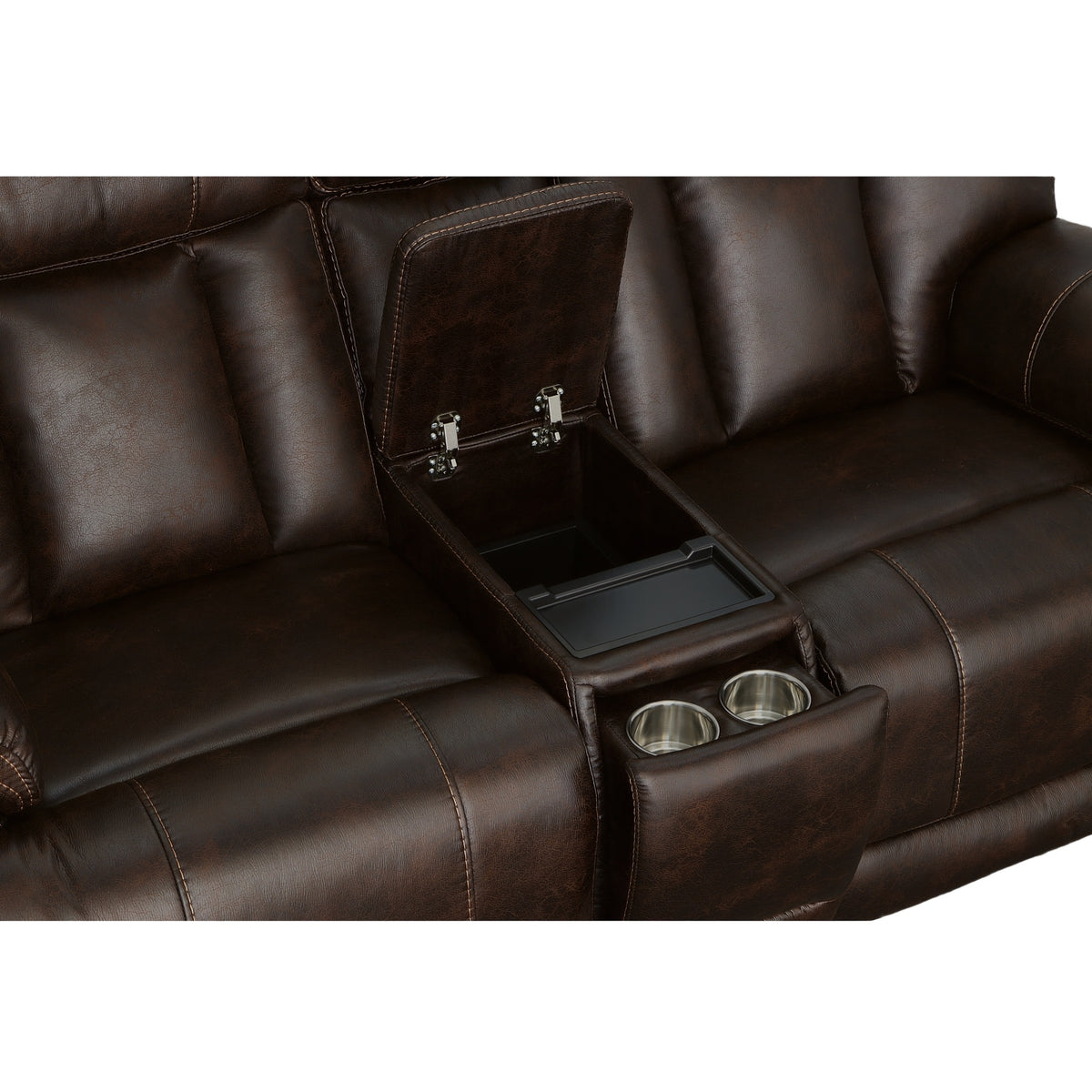 Clive Fabric Power Reclining Loveseat with Console, Power Headrests & Lumbar