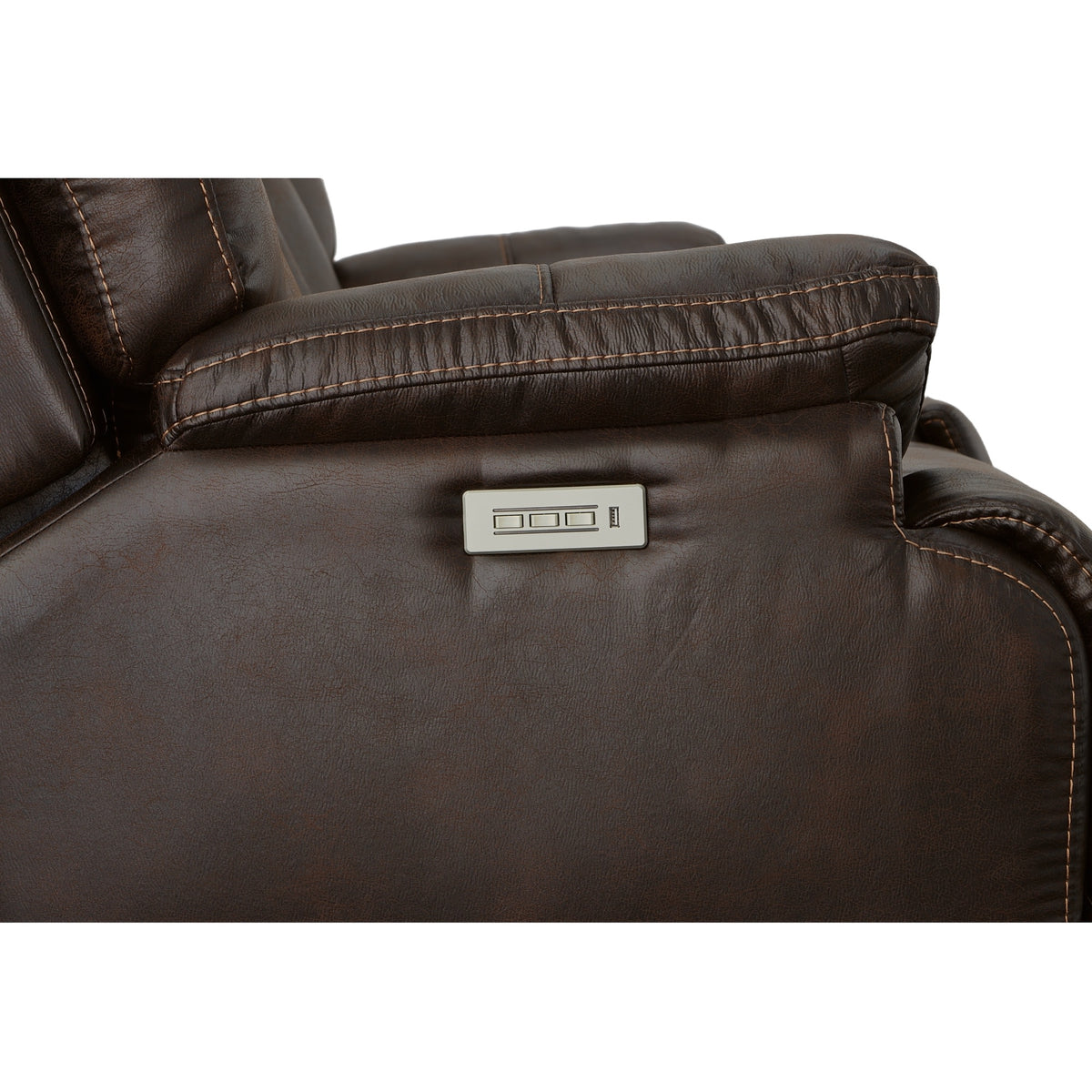Clive Fabric Power Reclining Loveseat with Console, Power Headrests & Lumbar