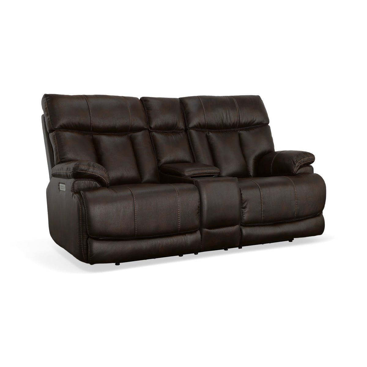 Clive Fabric Power Reclining Loveseat with Console, Power Headrests & Lumbar