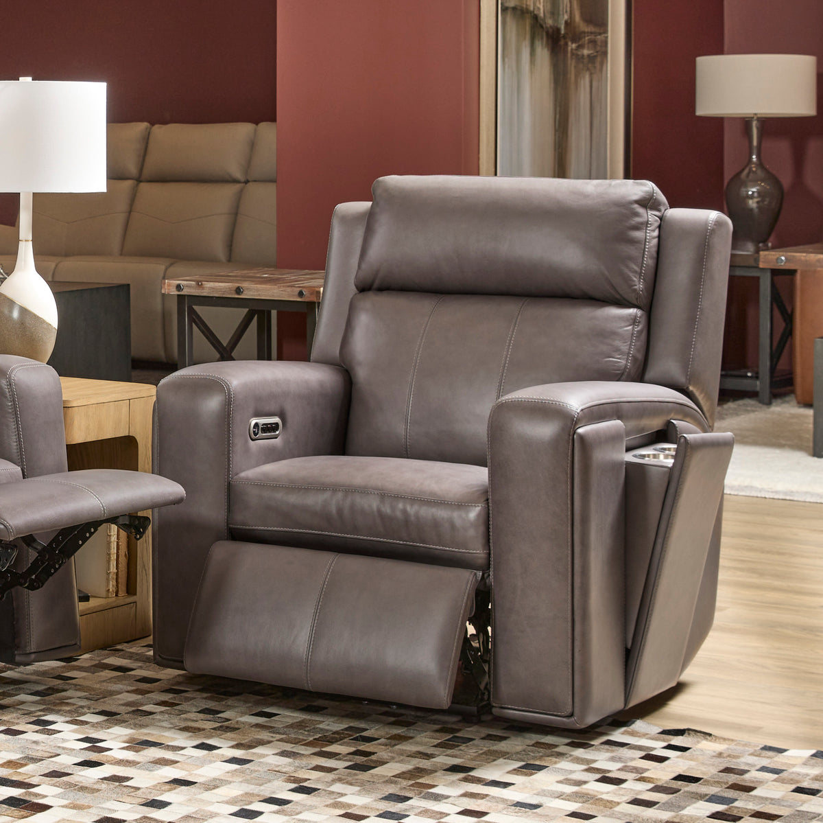Wyatt Leather Power Recliner with Power Headrest & Lumbar