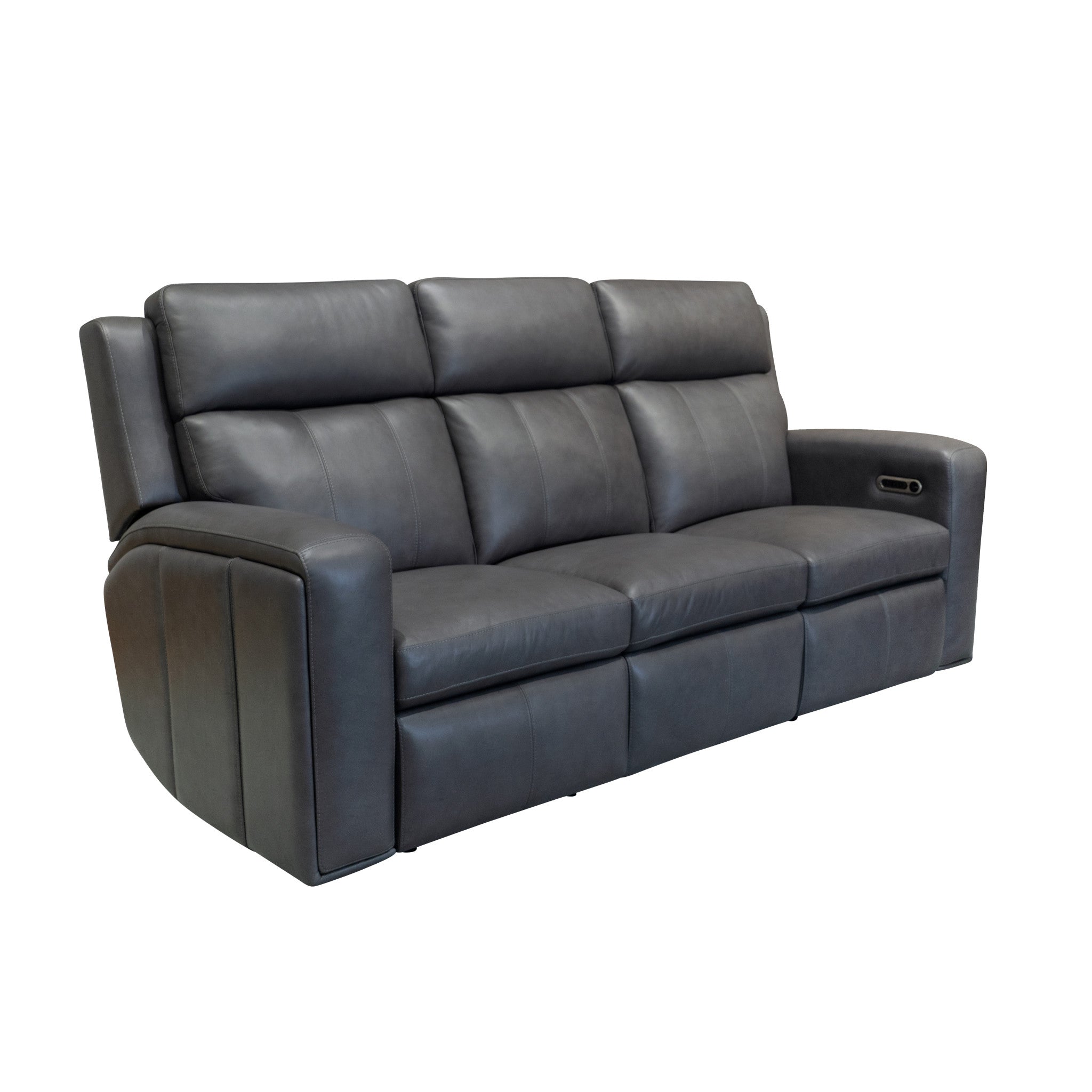 Wyatt Gunmetal Leather Power Reclining Sofa with Power Headrests & Lumbar