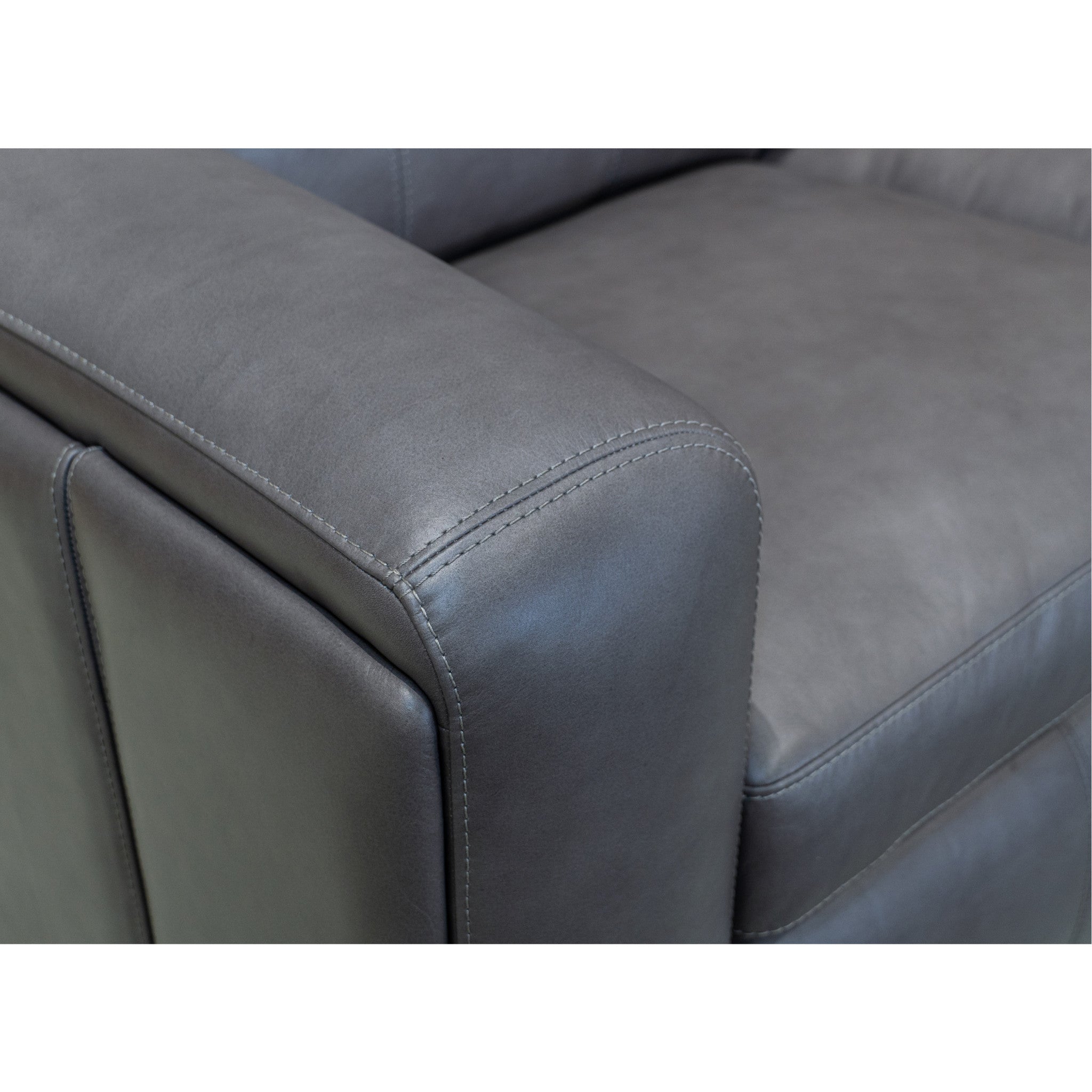 Wyatt Gunmetal Leather Power Reclining Sofa with Power Headrests & Lumbar
