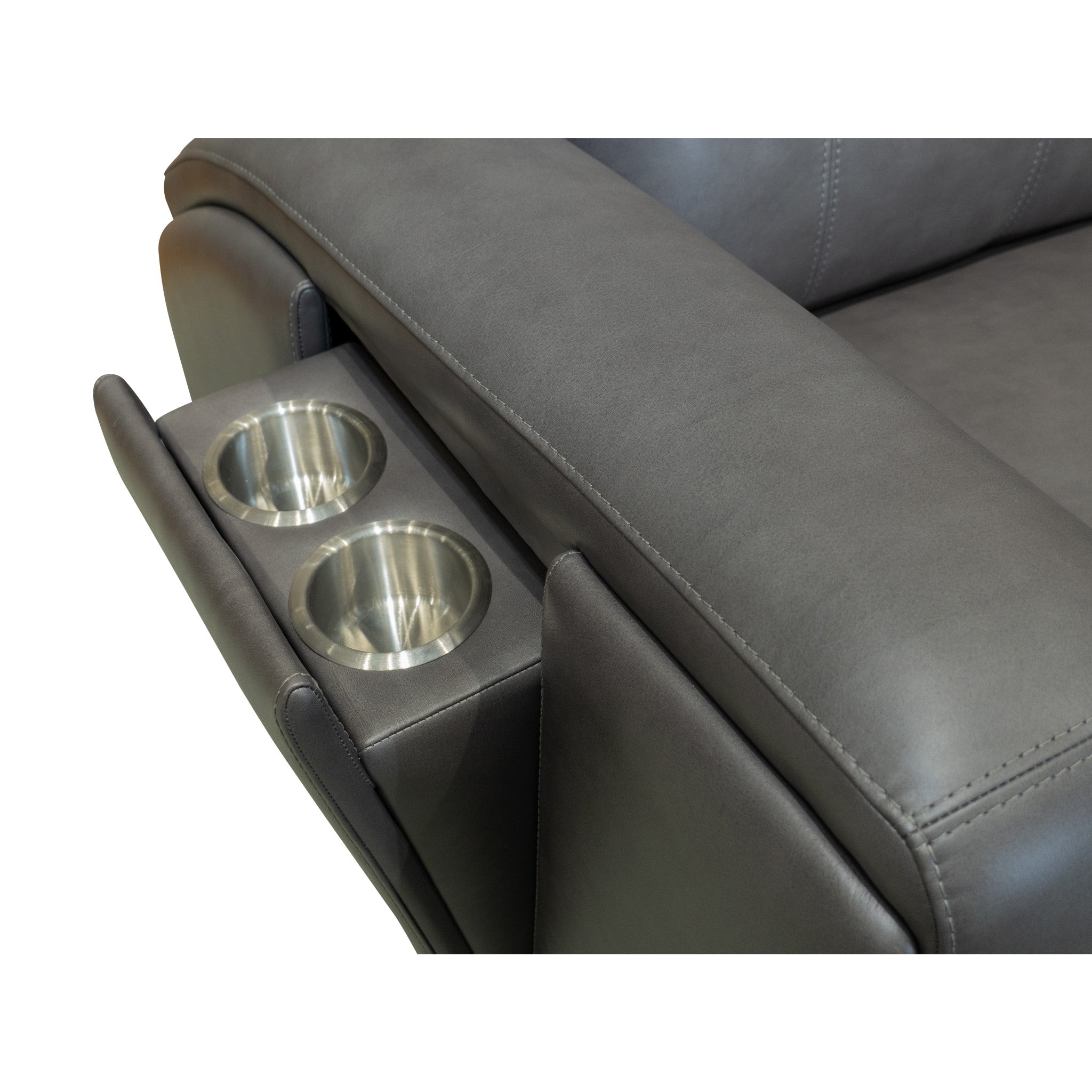 Wyatt Gunmetal Leather Power Reclining Sofa with Power Headrests & Lumbar