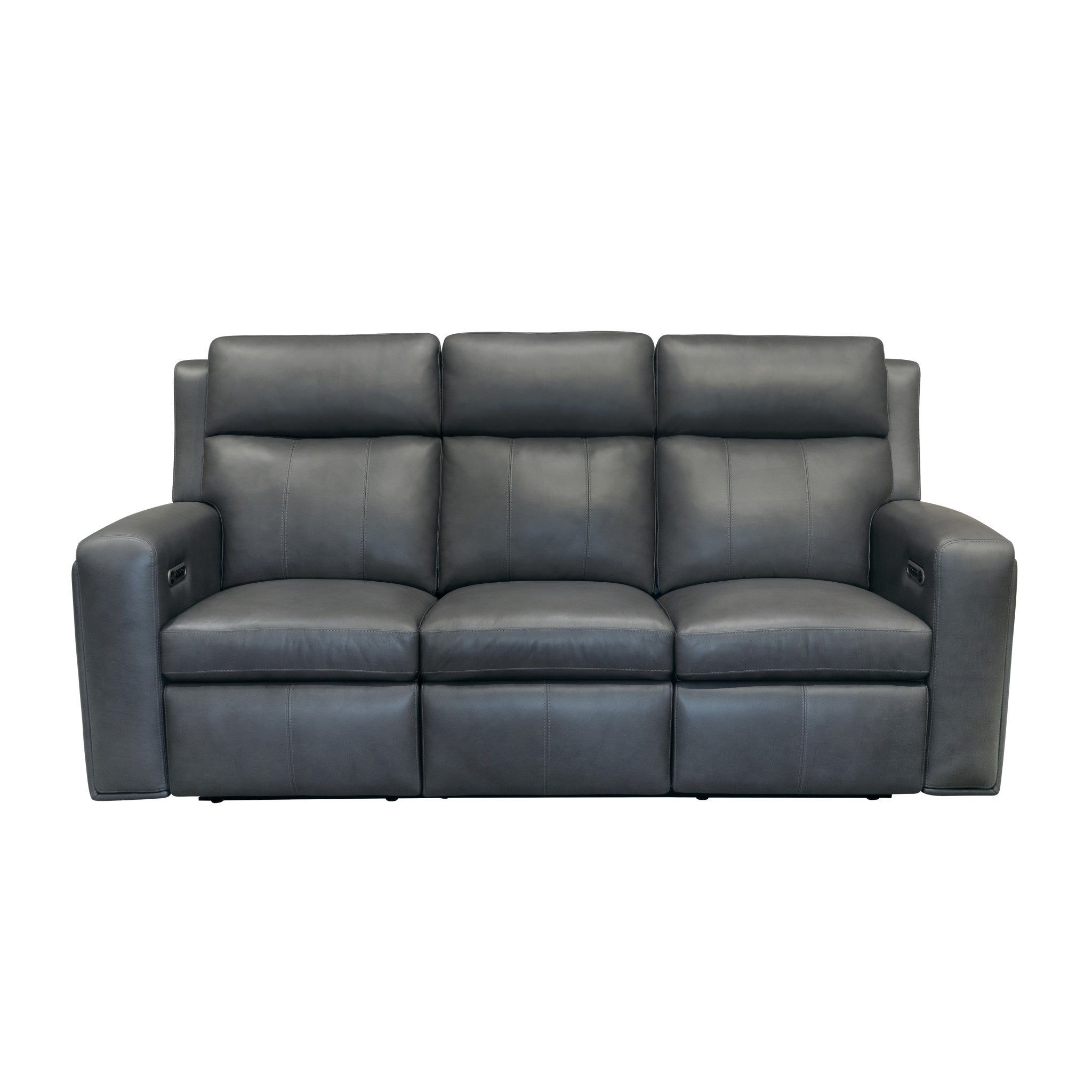 Wyatt Gunmetal Leather Power Reclining Sofa with Power Headrests & Lumbar