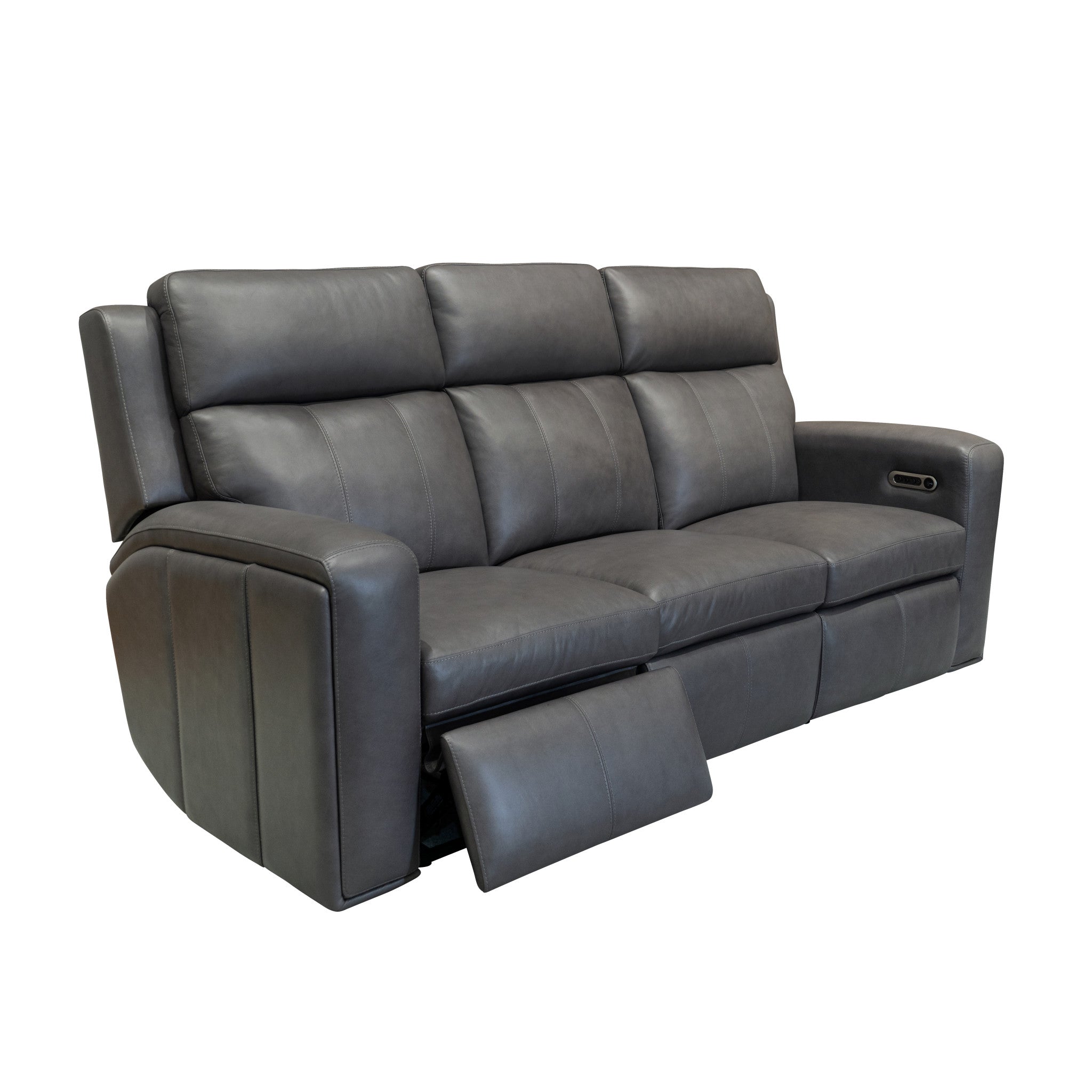 Wyatt Gunmetal Leather Power Reclining Sofa with Power Headrests & Lumbar