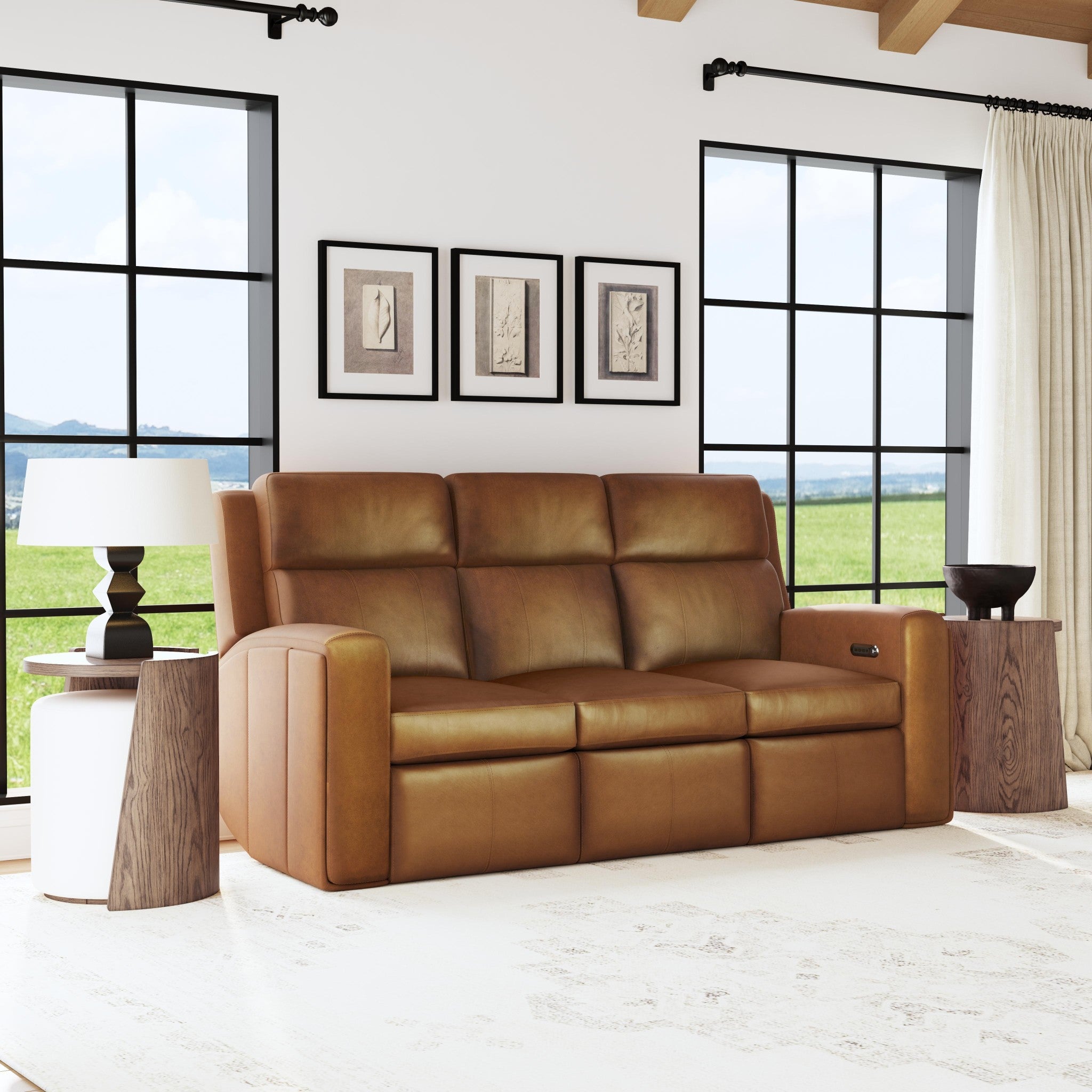 Wyatt Leather Power Reclining Sofa with Power Headrests & Lumbar