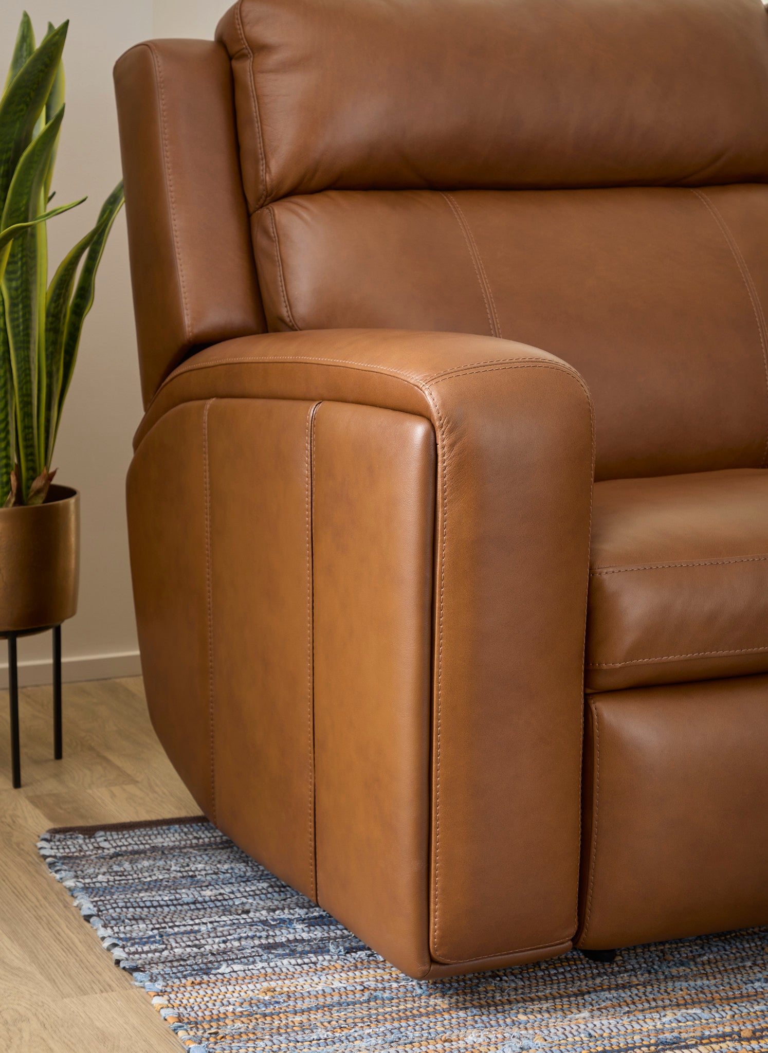Wyatt Canyon Leather Power Reclining Sofa with Power Headrests & Lumbar