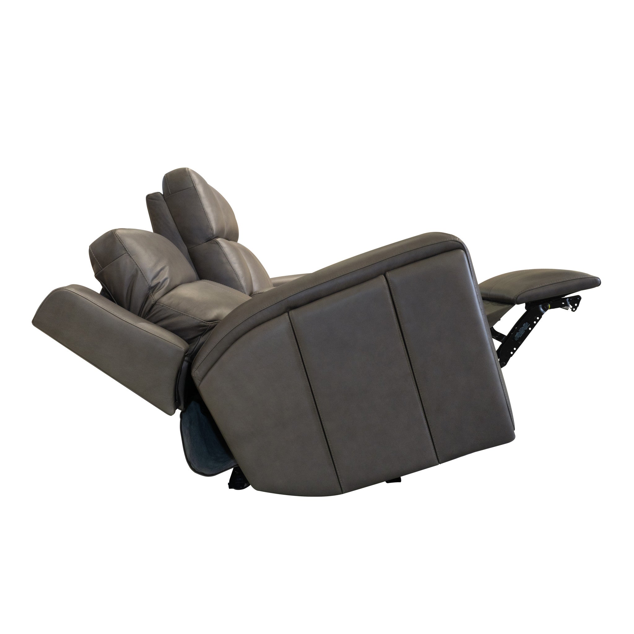 Wyatt Gunmetal Leather Power Reclining Loveseat with Console & Power Headrests & Lumbar