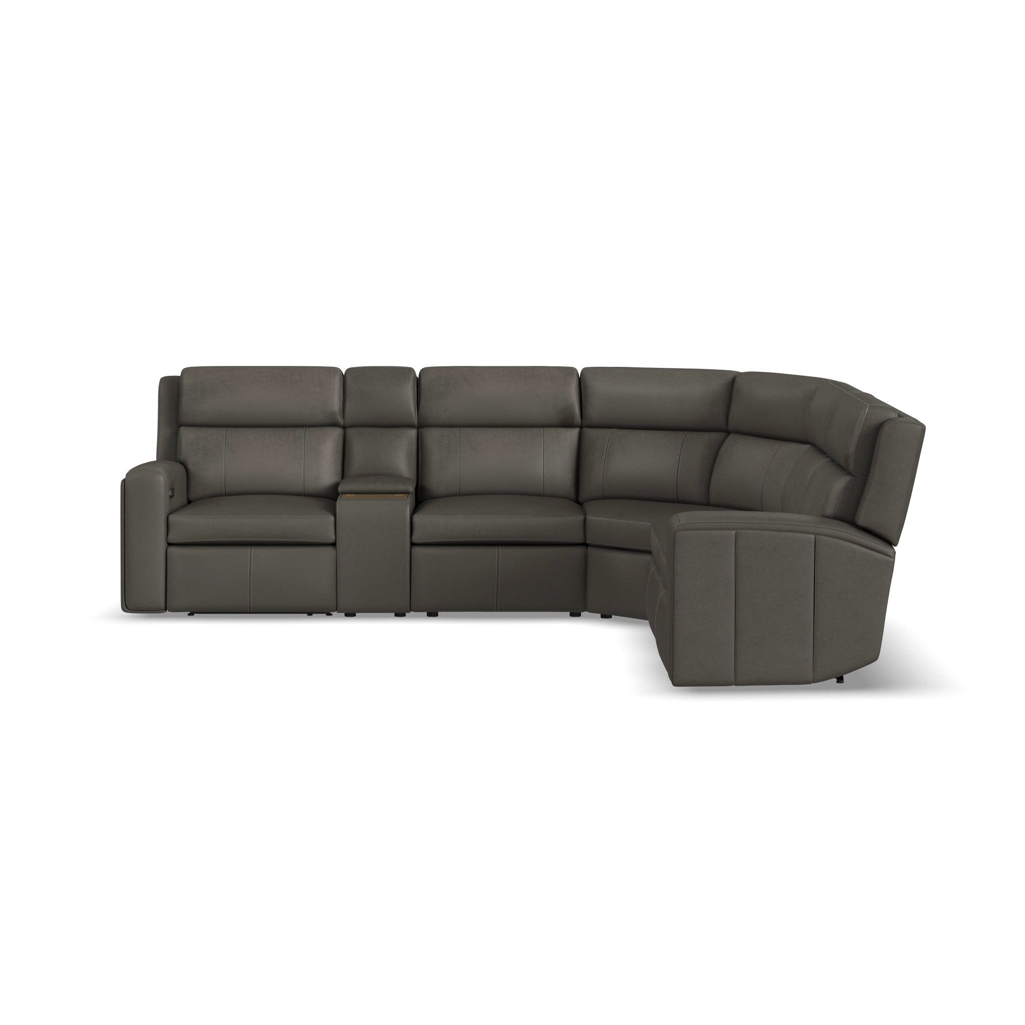 Wyatt Gunmetal Leather Power Reclining Sectional with Power Headrest & Lumbar