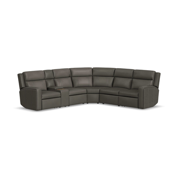 Wyatt Leather Power Reclining Sectional with Power Headrest & Lumbar