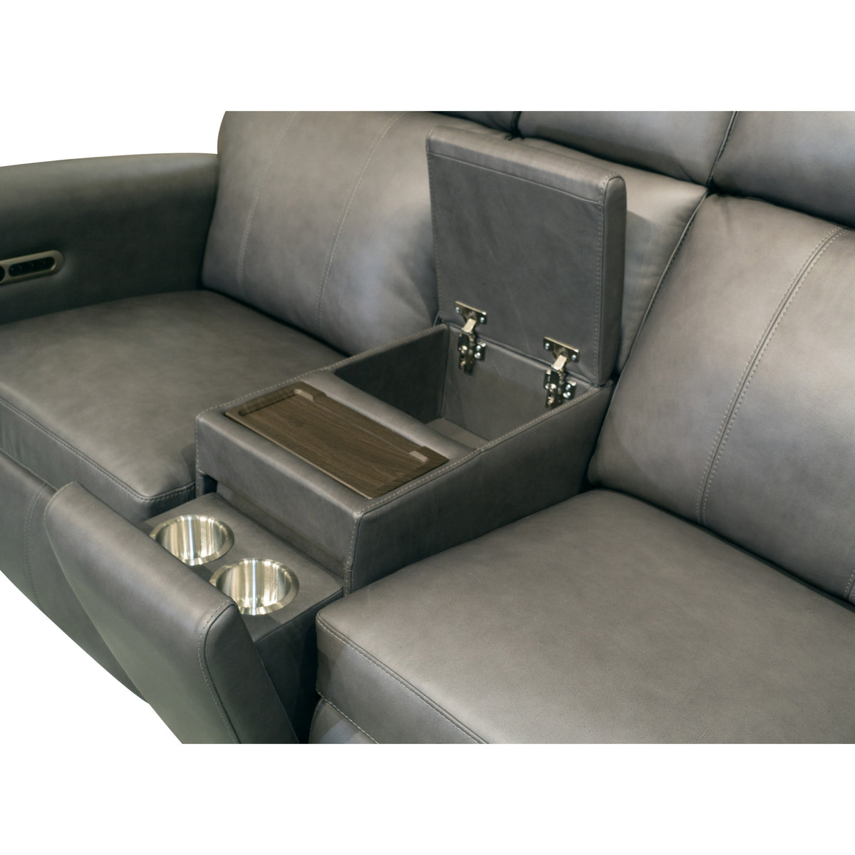 Wyatt Leather Power Reclining Sectional with Power Headrest & Lumbar