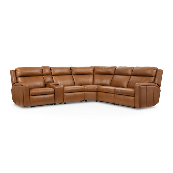 Wyatt Leather Power Reclining Sectional with Power Headrest & Lumbar