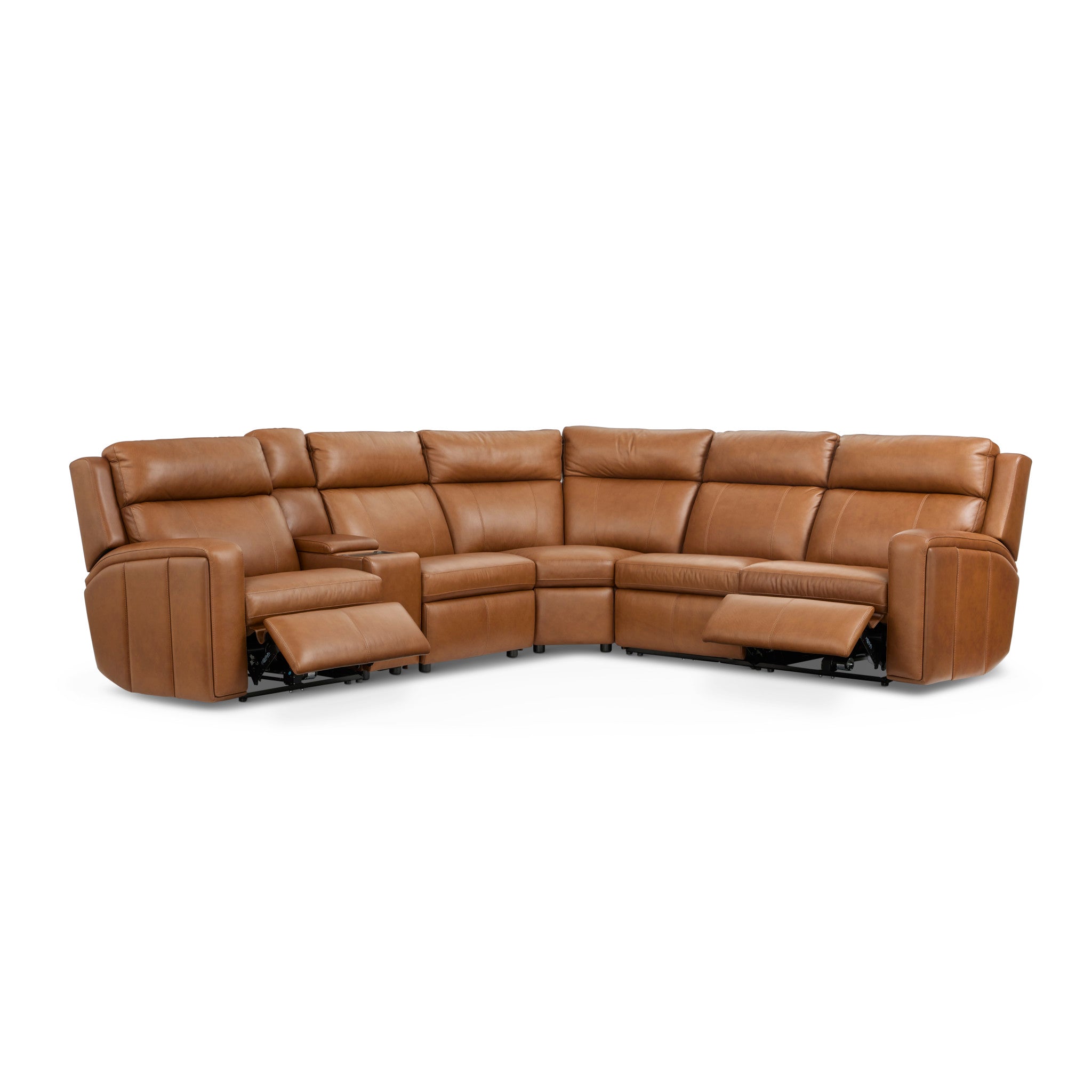 Wyatt Leather Power Reclining Sectional with Power Headrest & Lumbar
