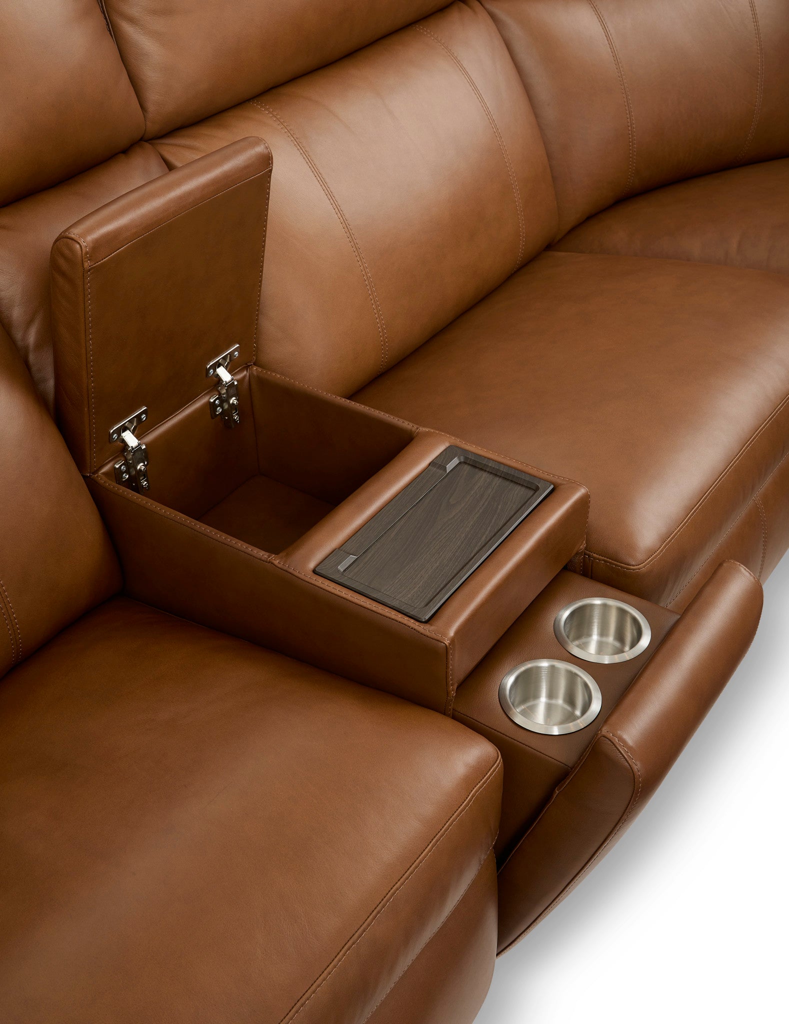 Wyatt Leather Power Reclining Sectional with Power Headrest & Lumbar