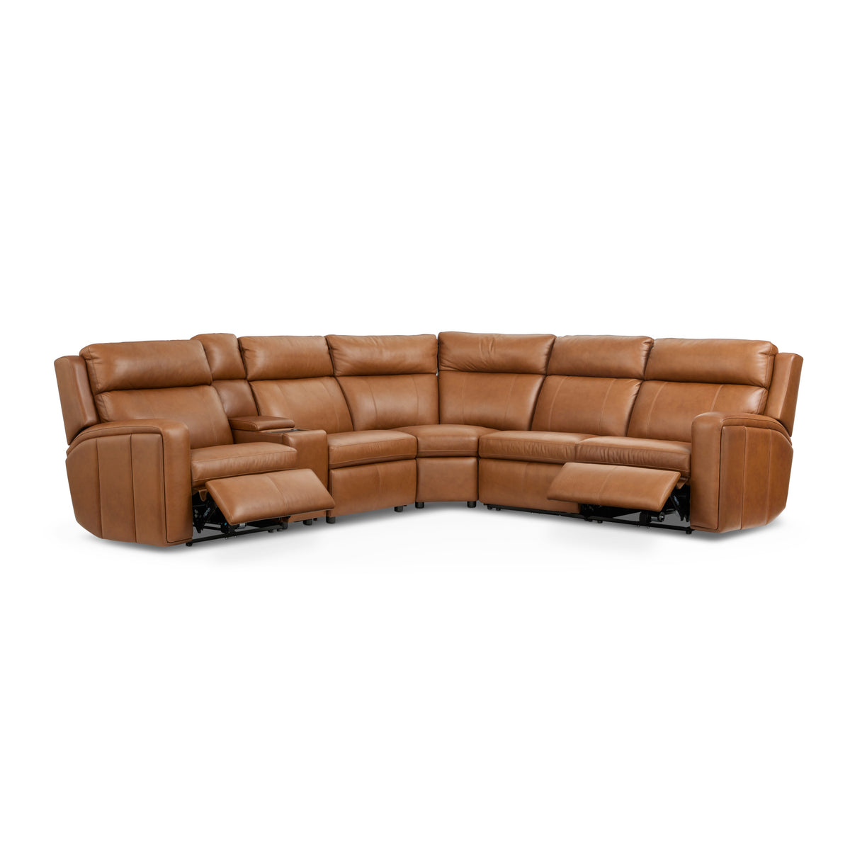 Wyatt Leather Power Reclining Sectional with Power Headrest & Lumbar