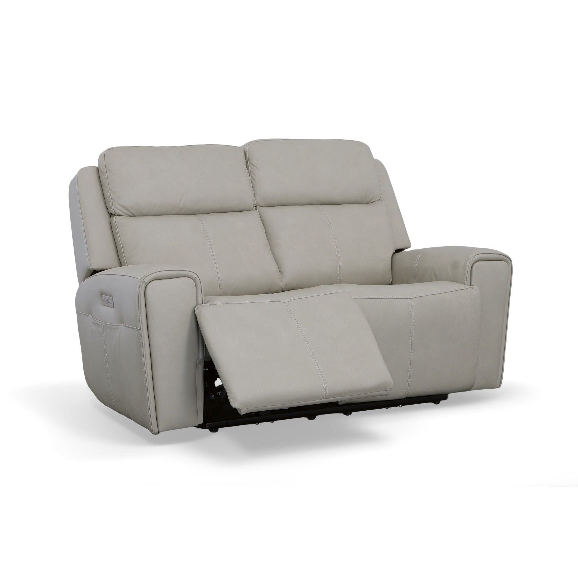 Barnett Gray Matters Leather Power Reclining Loveseat with Power Headrests & Lumbar