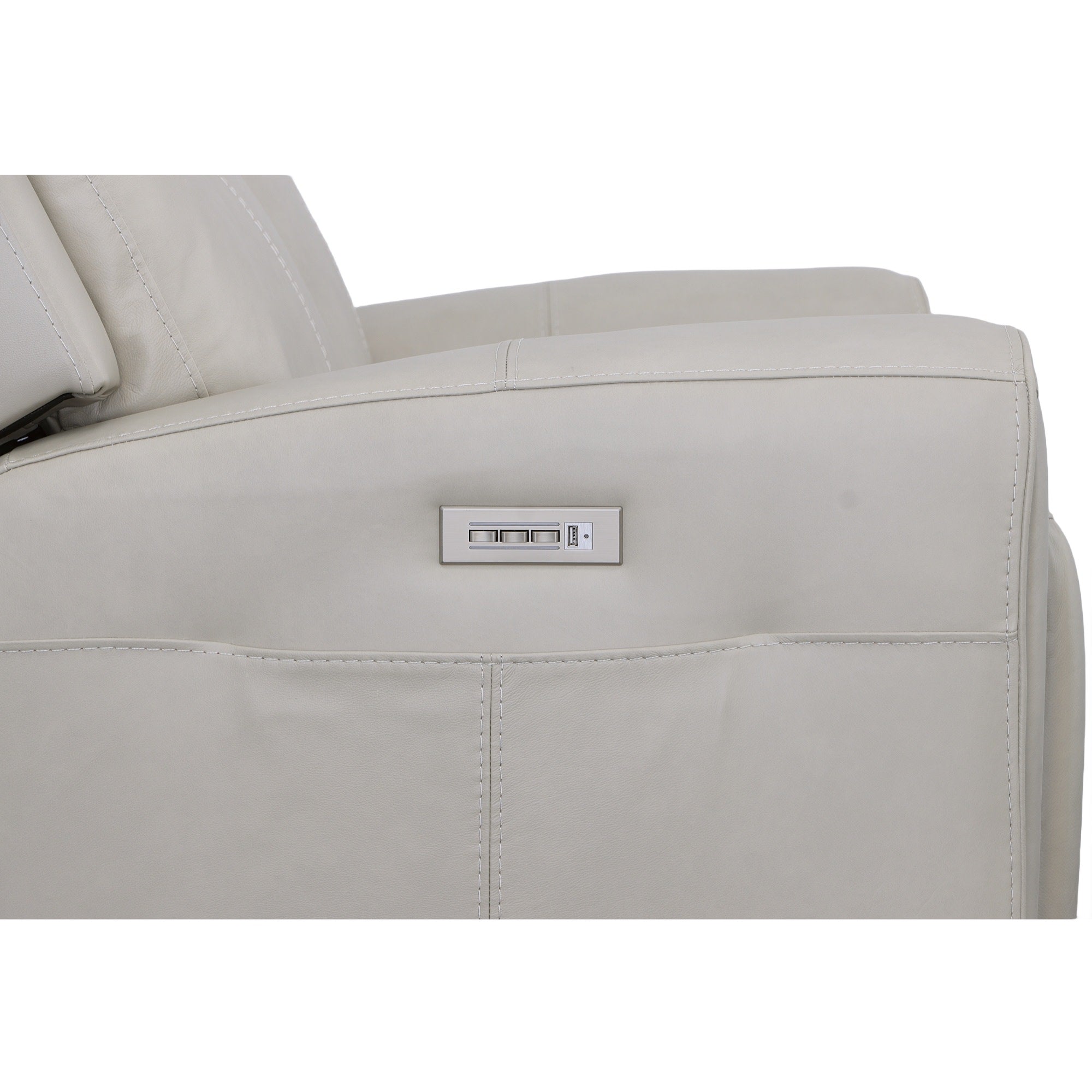 Barnett Gray Matters Leather Power Reclining Loveseat with Power Headrests & Lumbar