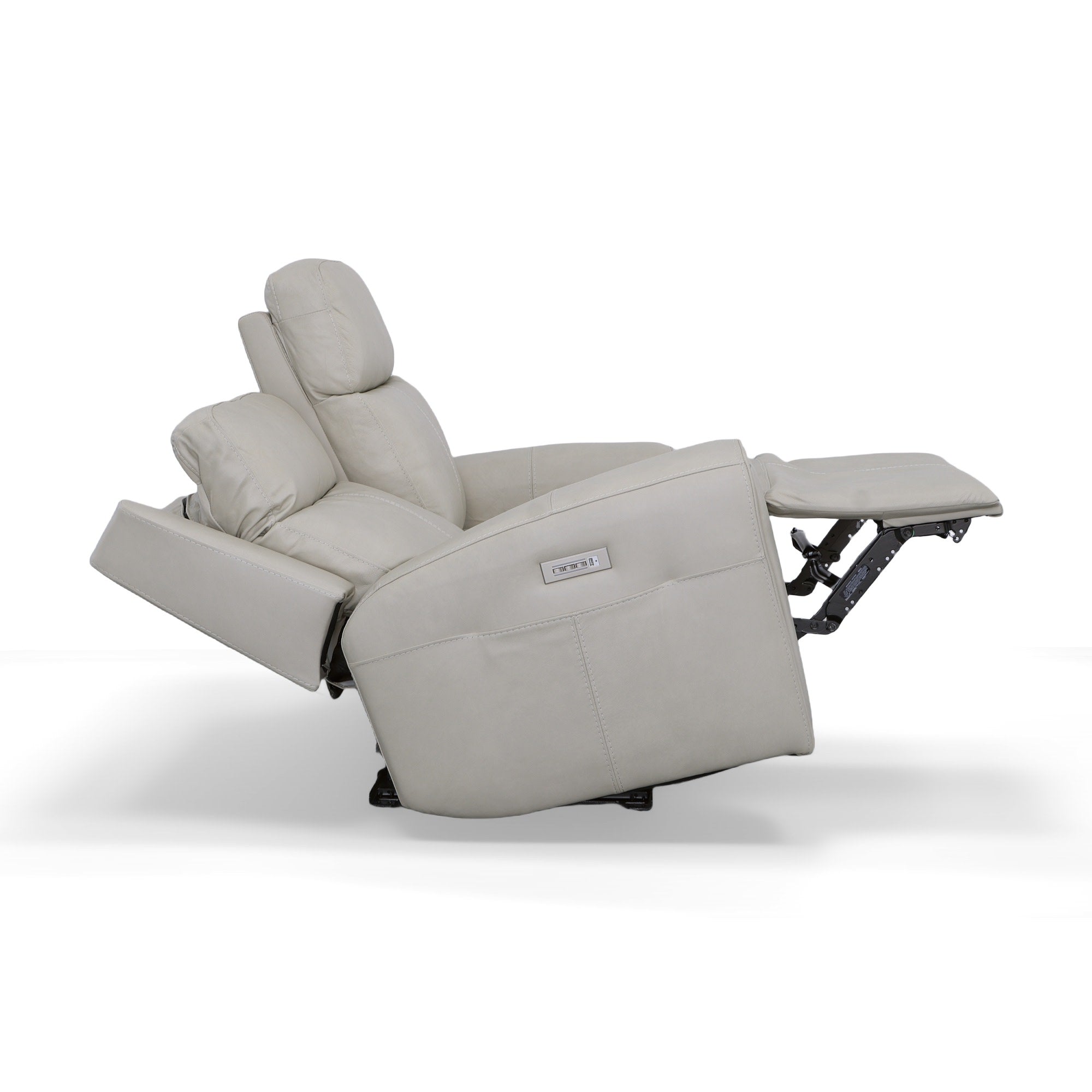 Barnett Gray Matters Leather Power Reclining Loveseat with Power Headrests & Lumbar