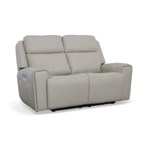 Barnett Gray Matters Leather Power Reclining Loveseat with Power Headrests & Lumbar