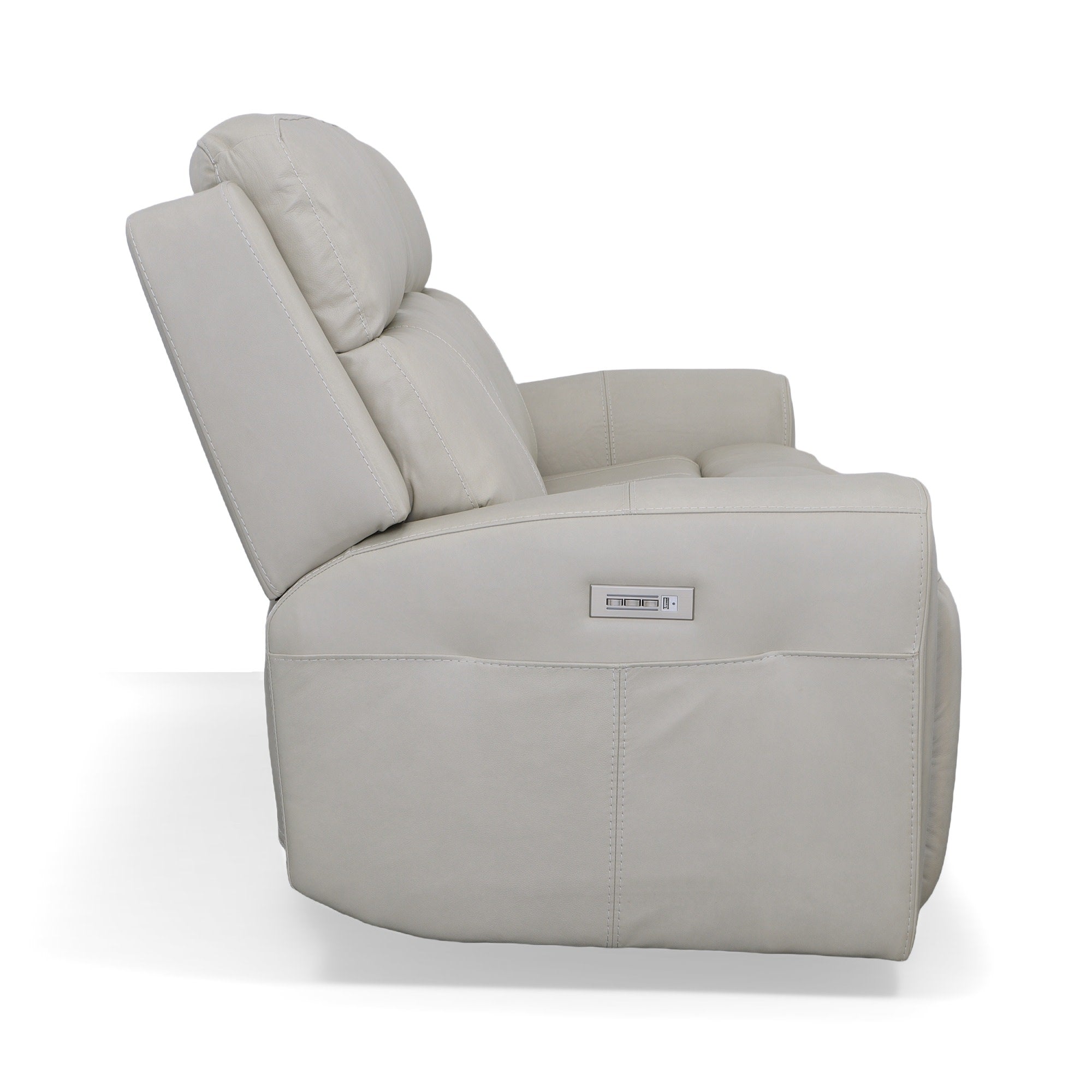Barnett Gray Matters Leather Power Reclining Sofa with Power Headrests & Lumbar