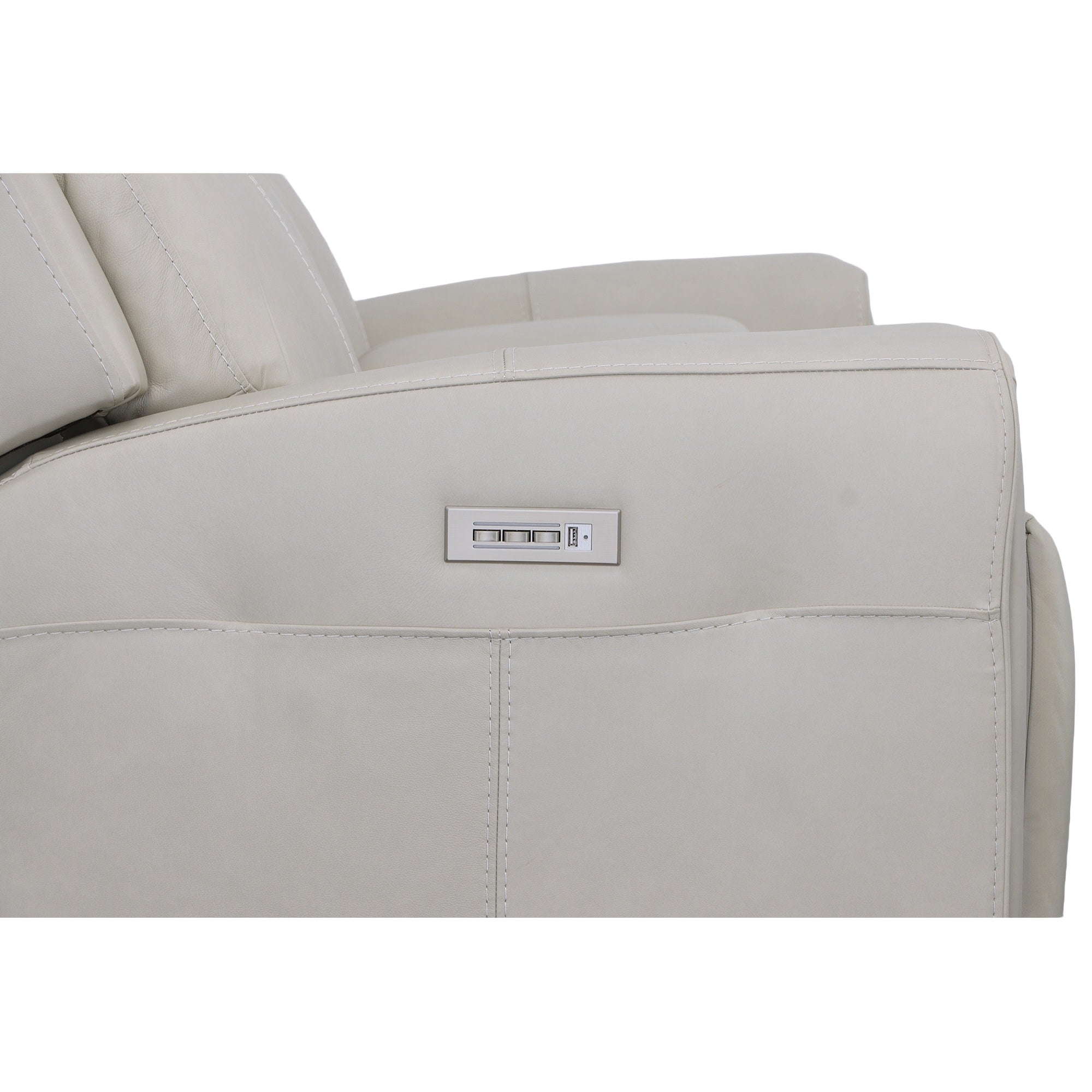 Barnett Gray Matters Leather Power Reclining Loveseat with Console, Power Headrests & Lumbar