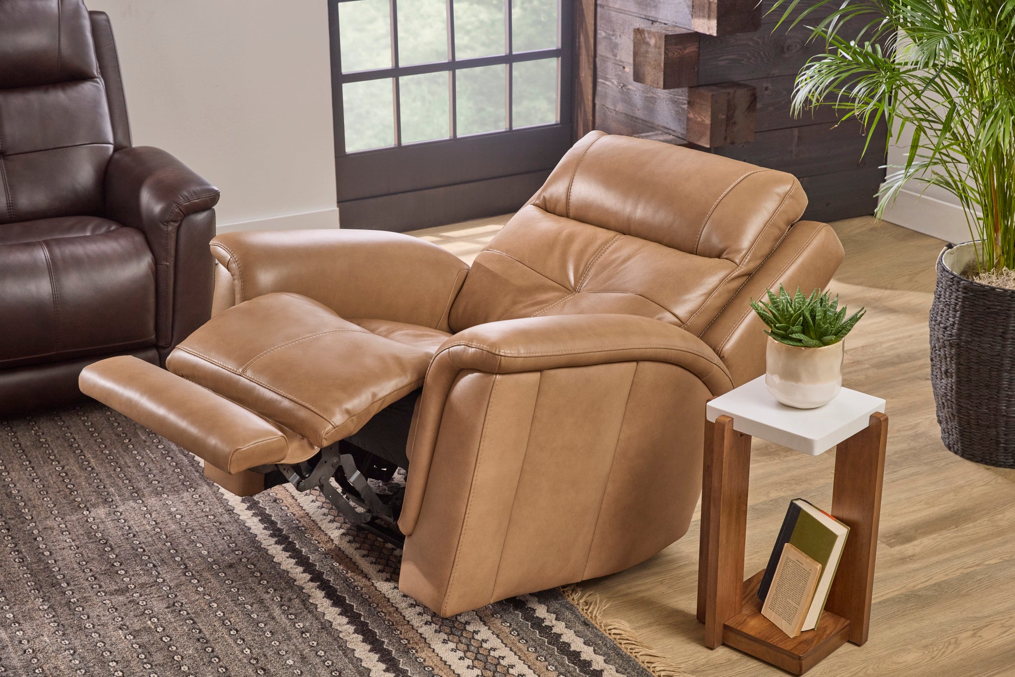 Ranger Brown Leather Power Recliner with Power Headrest, Lumbar, Heat & Massage