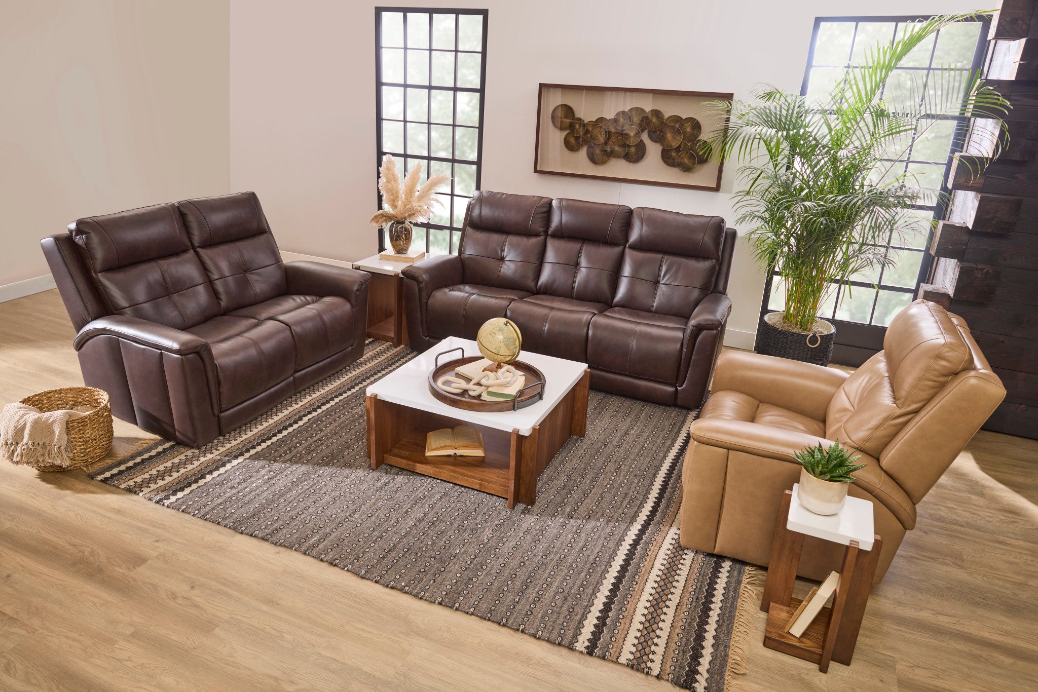 Ranger Brown Leather Power Recliner with Power Headrest, Lumbar, Heat & Massage